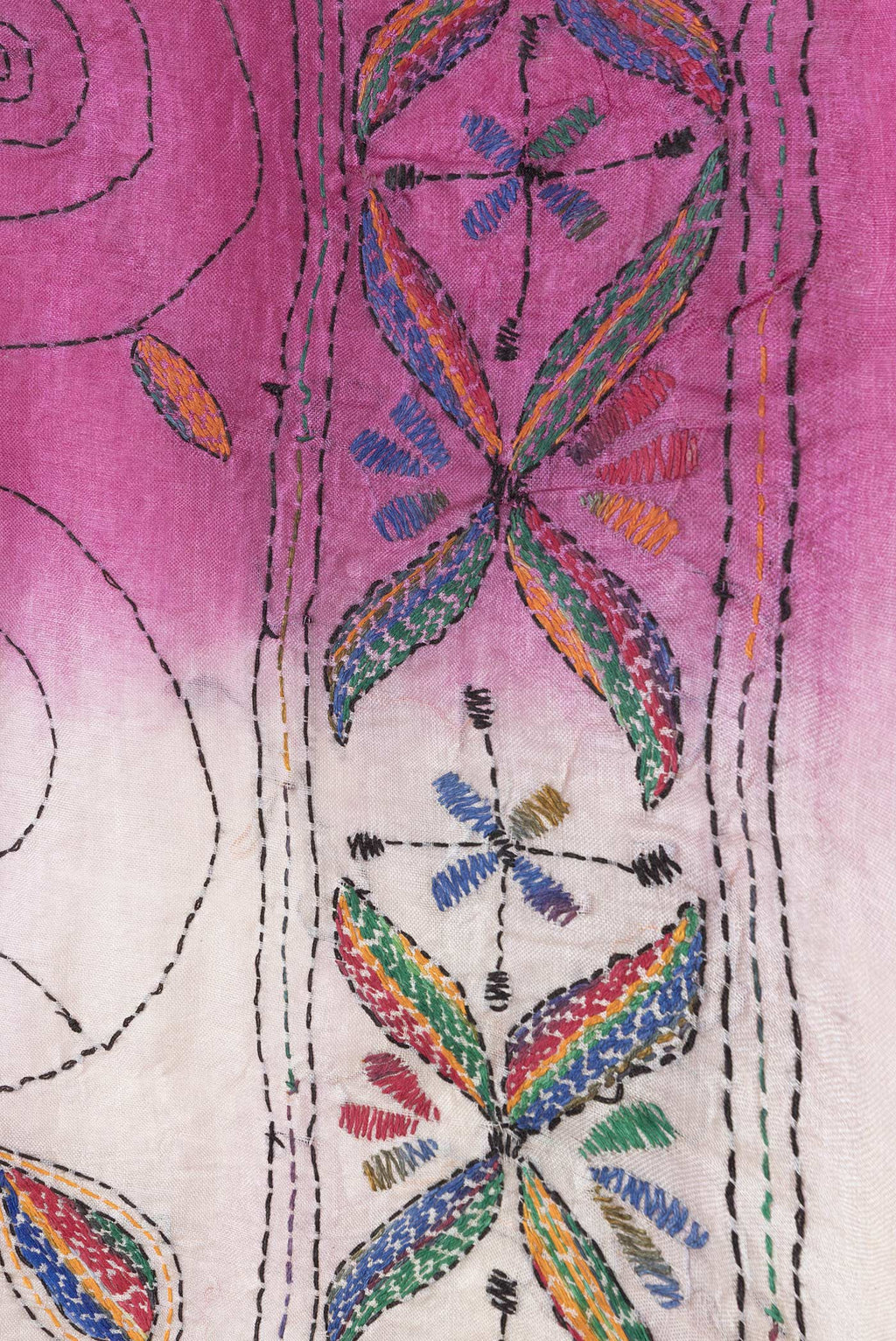Border image of Pink Dual Tone Tussar Silk Saree with Embroidery on the body and Embroidery Border. 