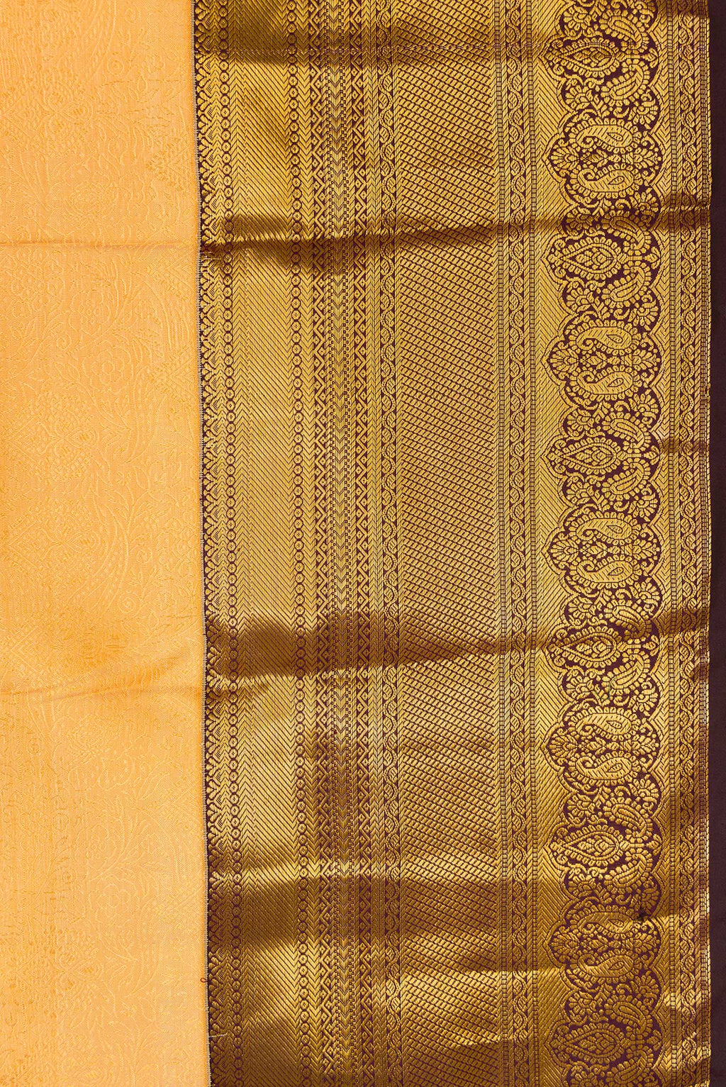 Border image of Sandal Dual Tone Kanjivaram Silk Saree with Zari Brocade on the body and Zari Border. 