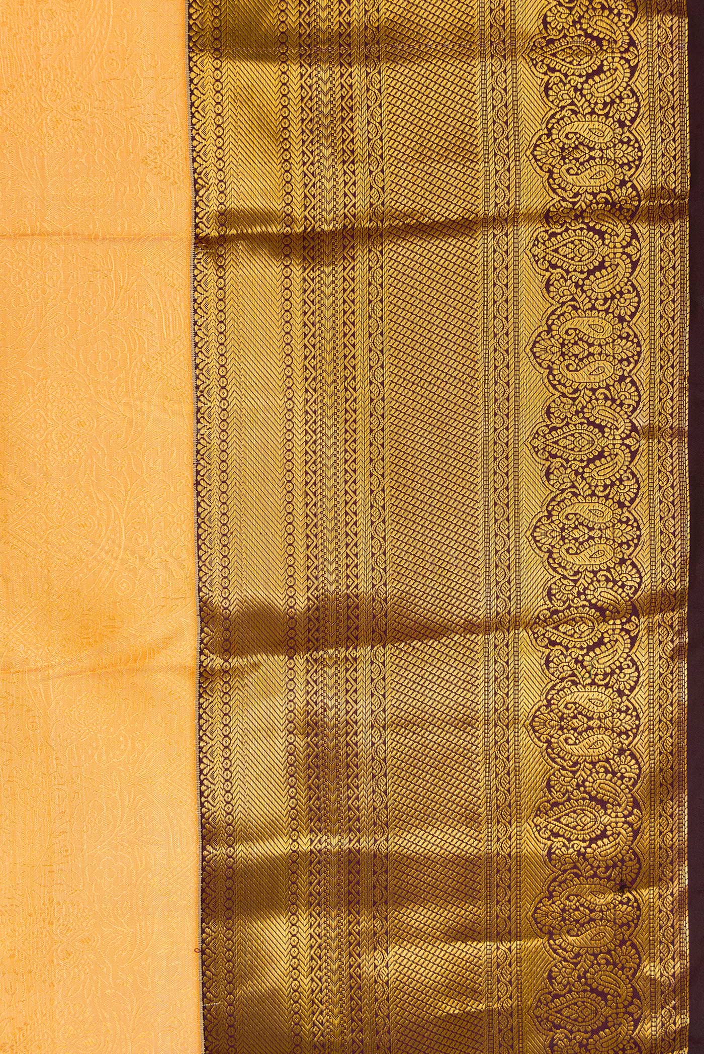 Border image of Sandal Dual Tone Kanjivaram Silk Saree with Zari Brocade on the body and Zari Border. 