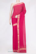 Dark Pink Dual Tone Georgette Saree with Plain Body and Zari Border.  displayed on a mannequin