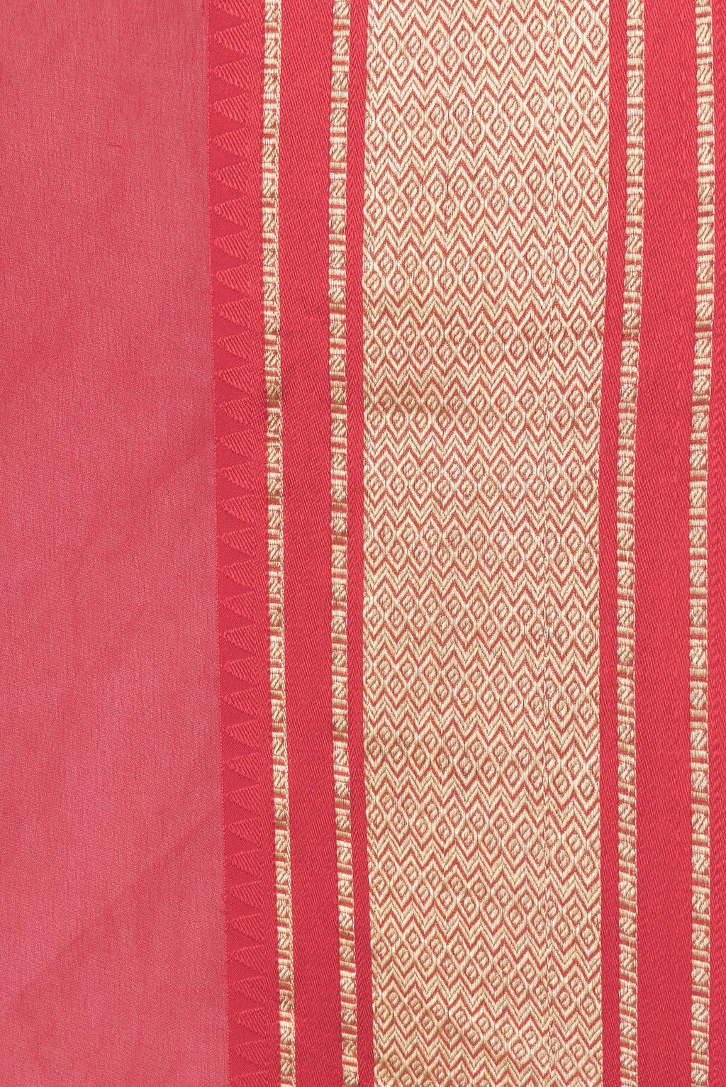 Border image of Red Dual Tone Mysore Georgette Saree with Plain Body and Zari Border. 