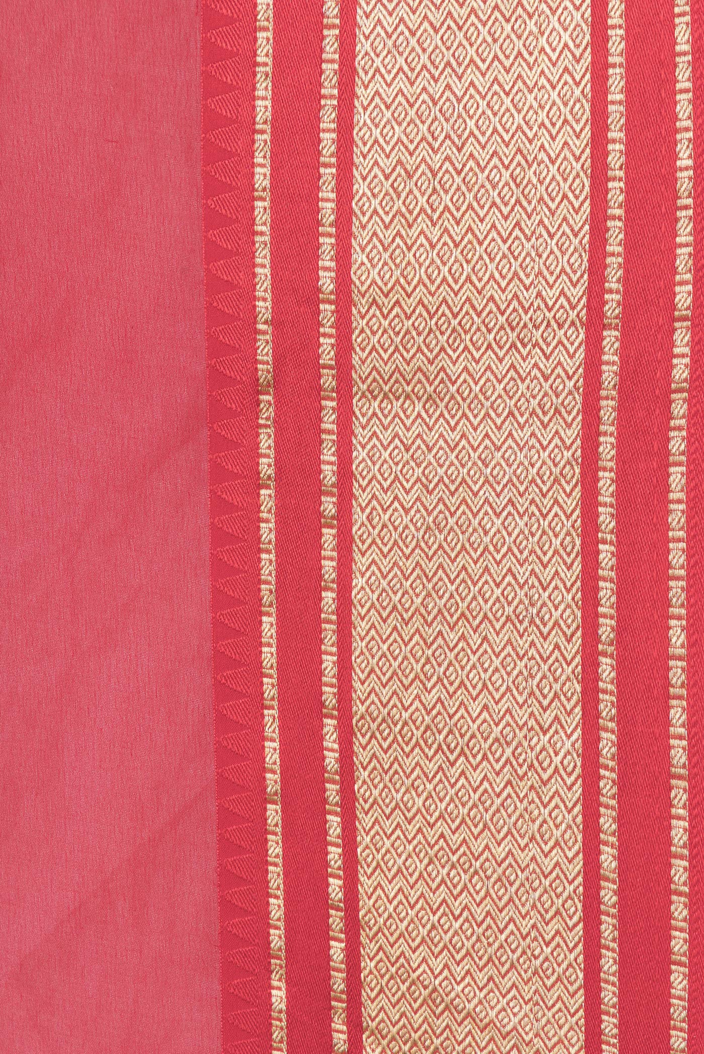 Border image of Red Dual Tone Mysore Georgette Saree with Plain Body and Zari Border. 