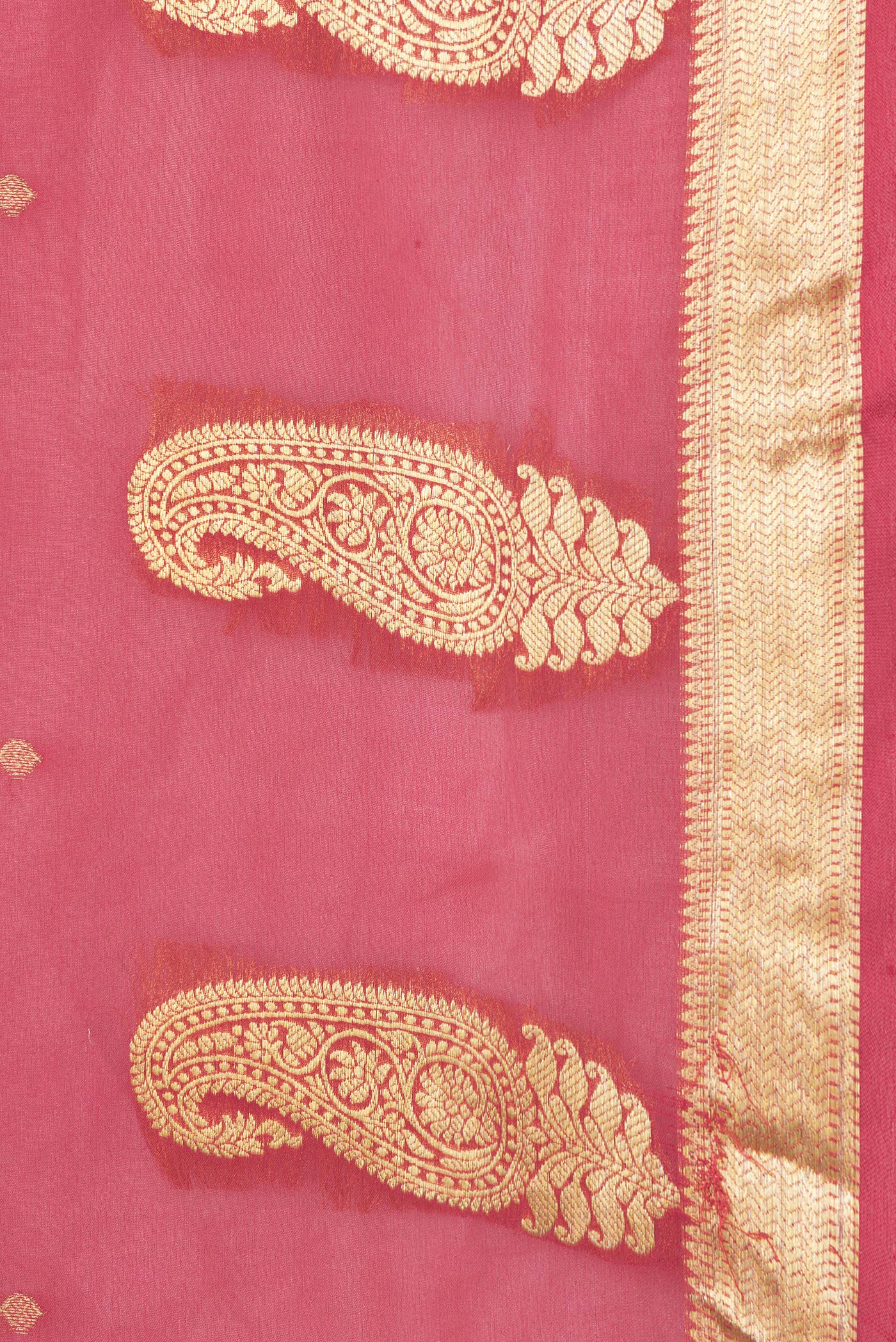 Border image of Pink Dual Tone Mysore Georgette Saree with Zari Butta on the body and Fancy Border. 