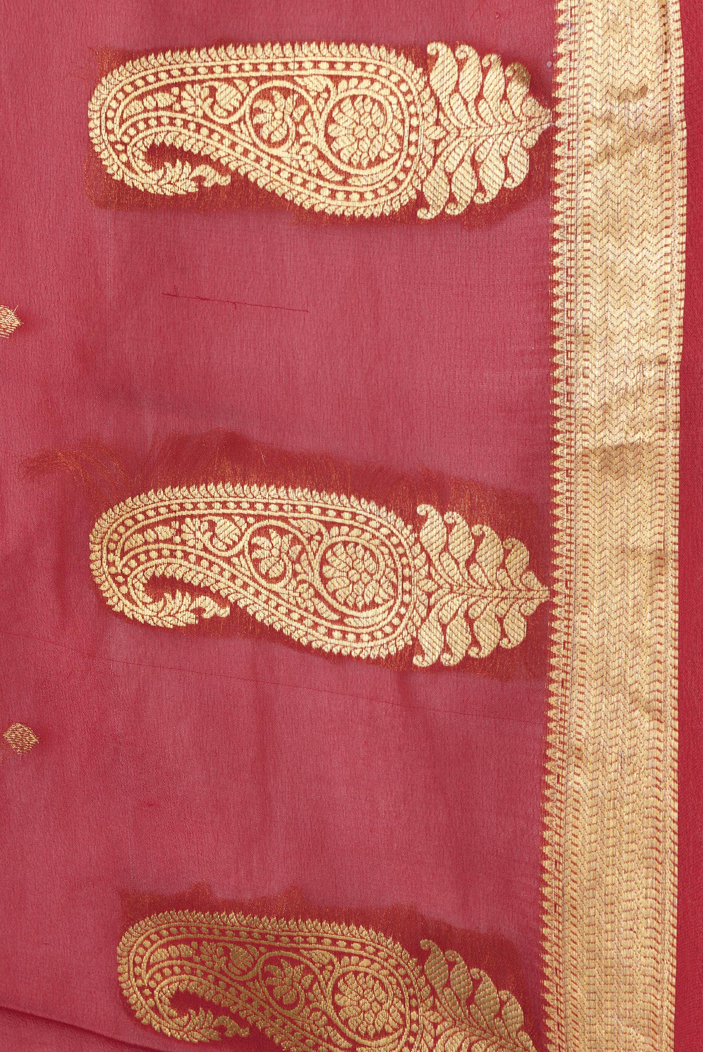 Border image of Red Dual Tone Georgette Saree with Zari Butta on the body and Zari Border. 