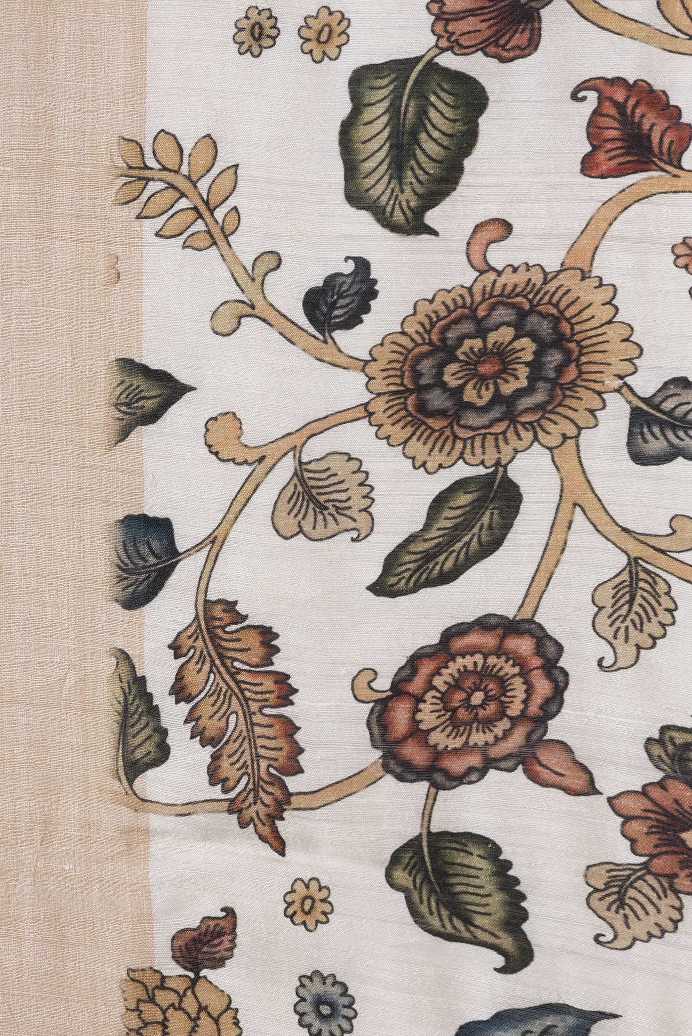 Border image of Beige Dual Tone Tussar Silk Saree with Plain Body and Printed Border. 