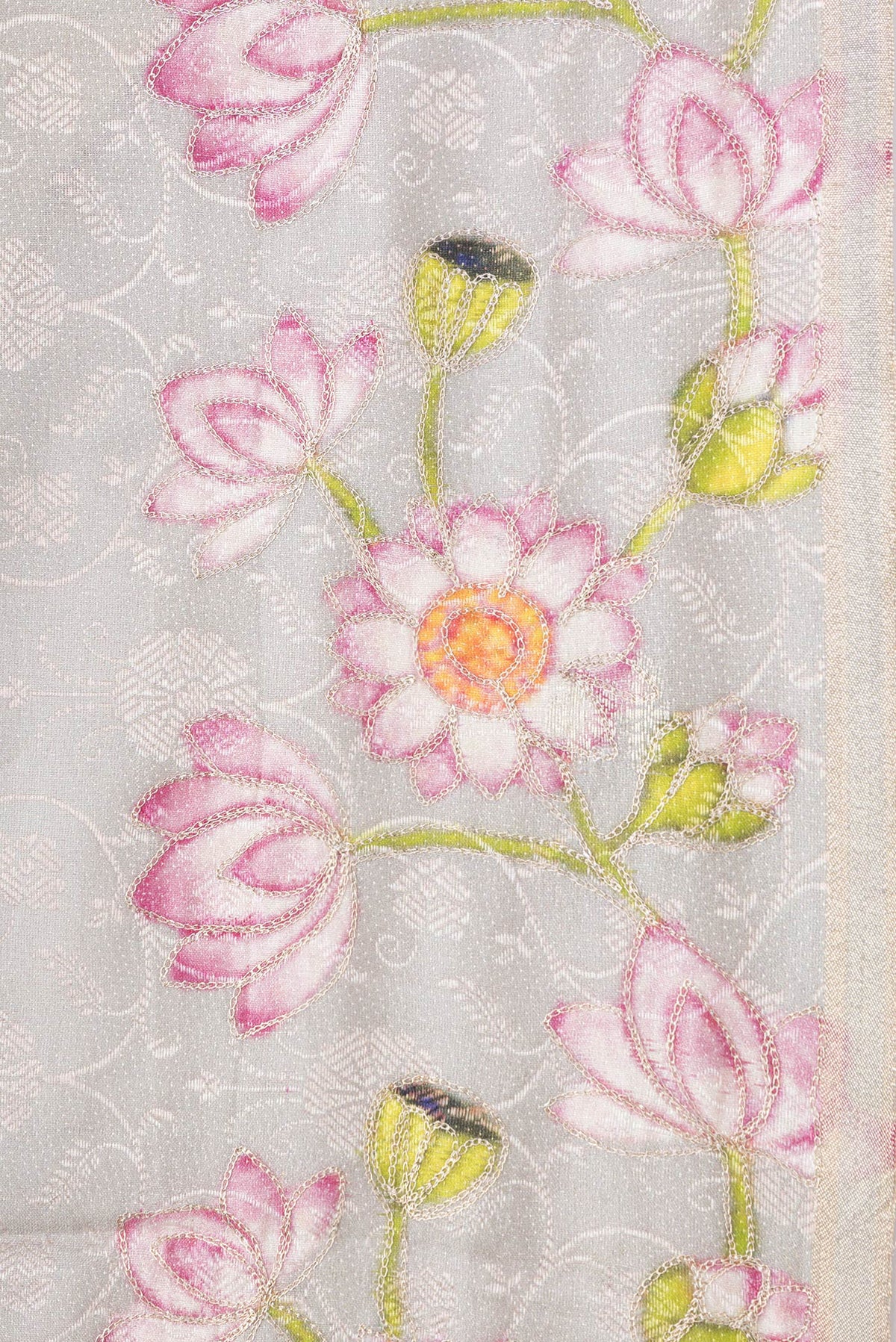 Border image of Grey Dual Tone Tussar Silk Saree with Jacquard design on the body and Thin Zari Line. 