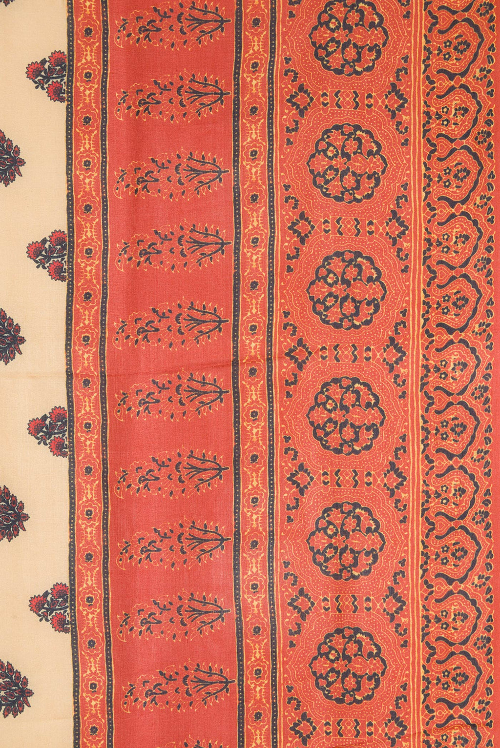 Border image of Sandal Dual Tone Tussar Silk Saree with Printed design on the body and Printed Border. 