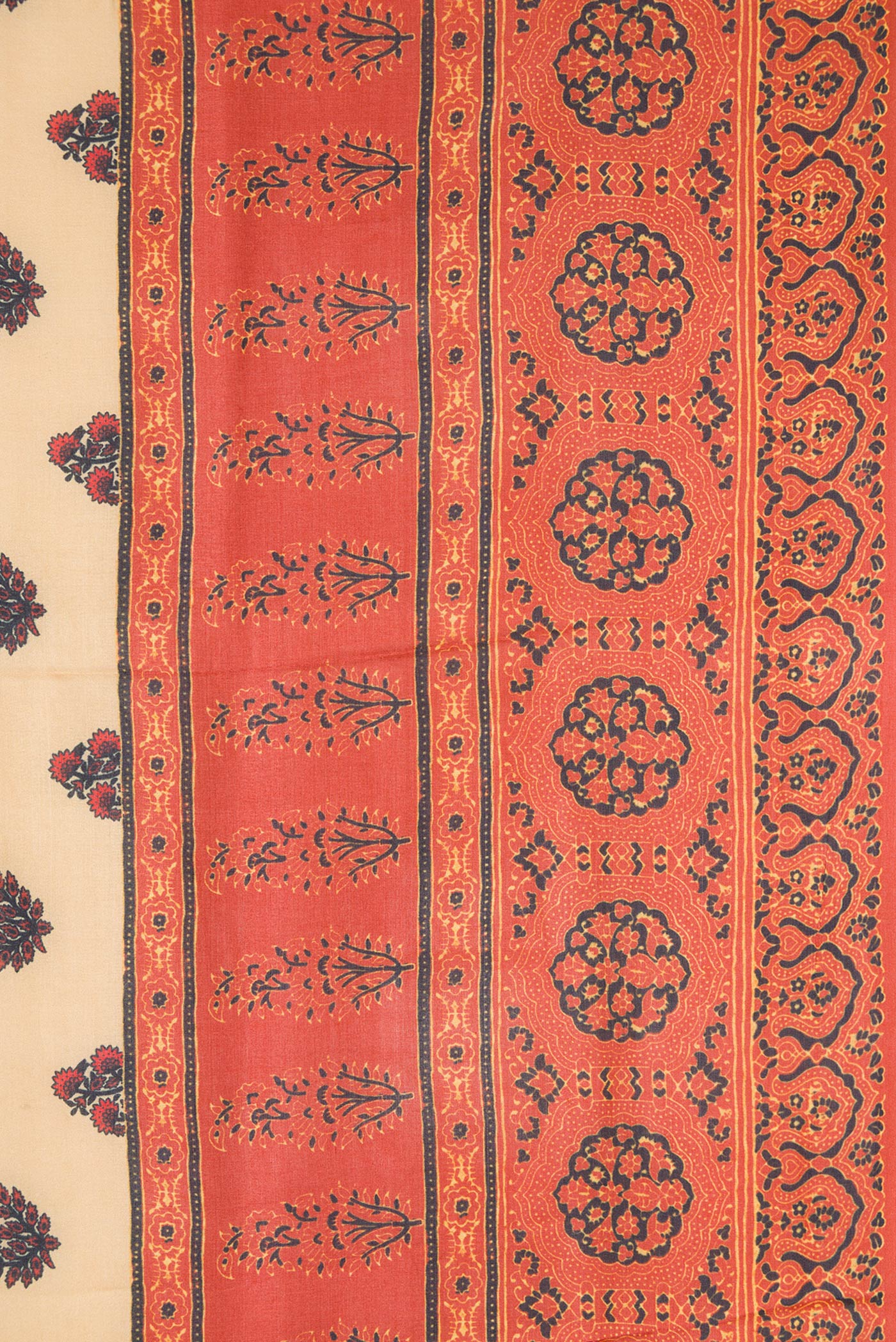 Border image of Sandal Dual Tone Tussar Silk Saree with Printed design on the body and Printed Border. 