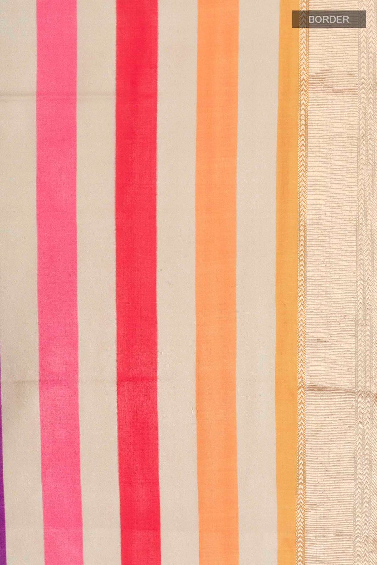 Border image of Multi Color Printed Silk Saree with Printed design on the body and Zari Border