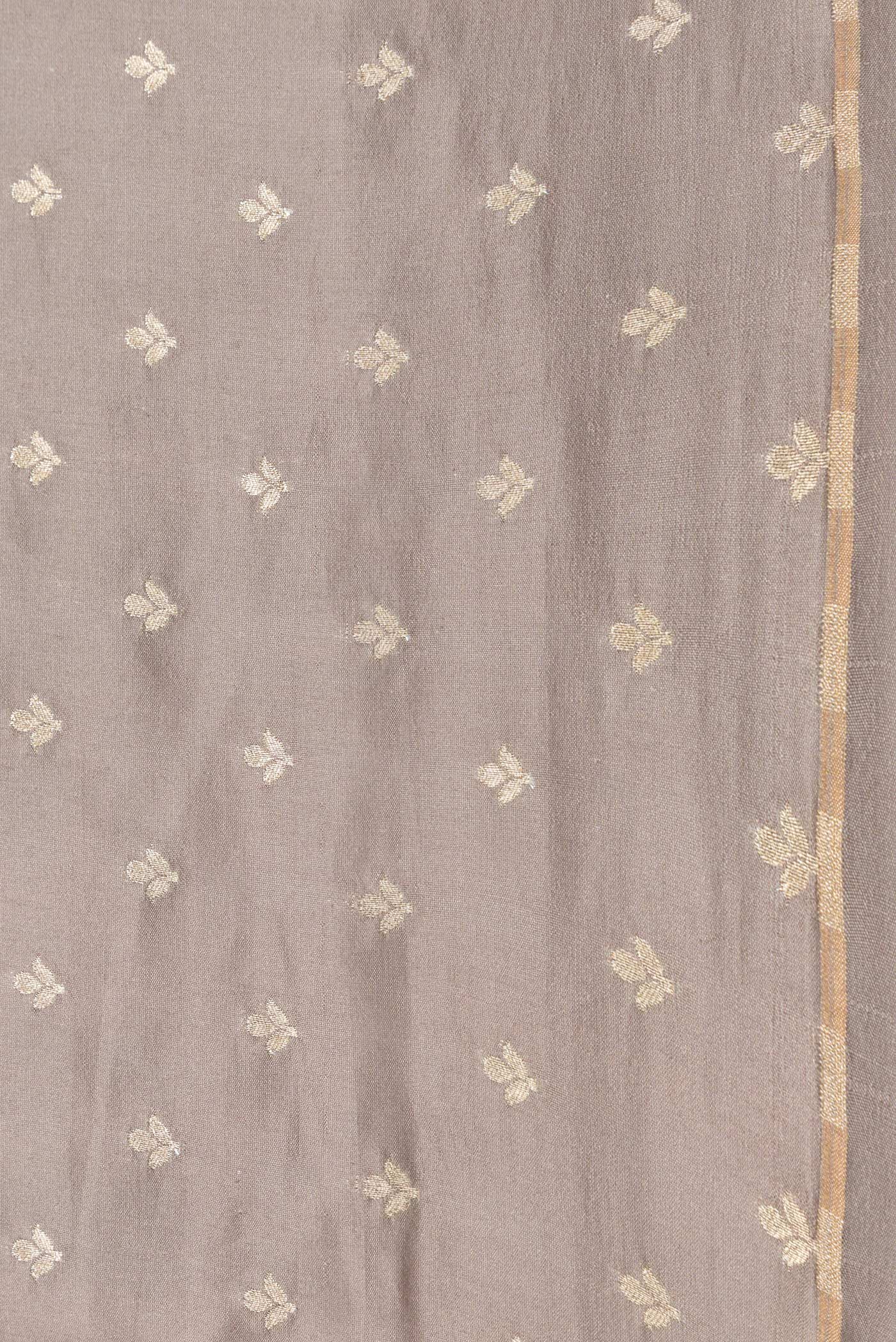 Border image of Grey Dual Tone Tussar Silk Saree with Printed design on the body and Zari Border. 
