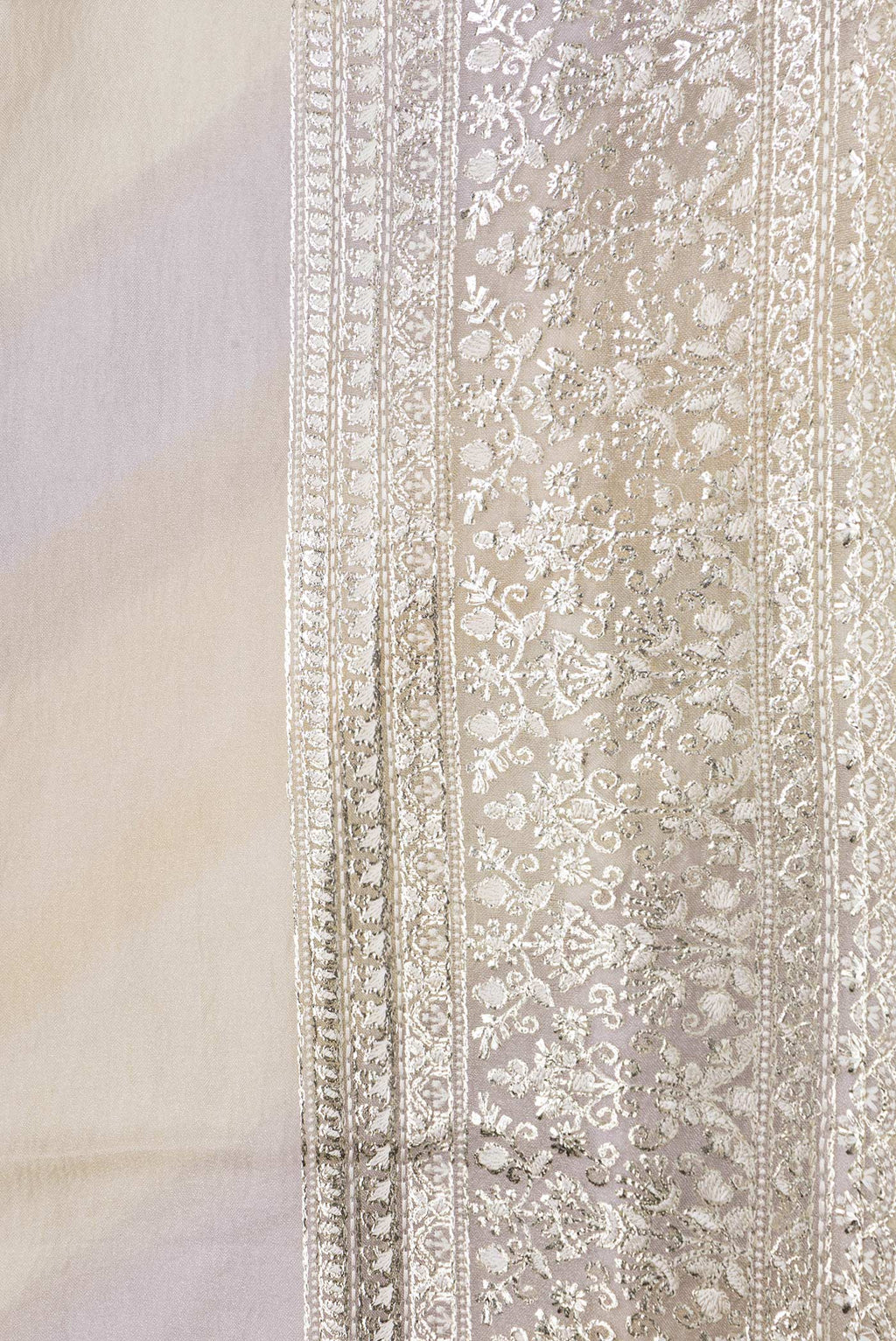 Border image of Sandal Dual Tone Organza Silk Saree with Zari Brocade on the body and Embroidery Border. 