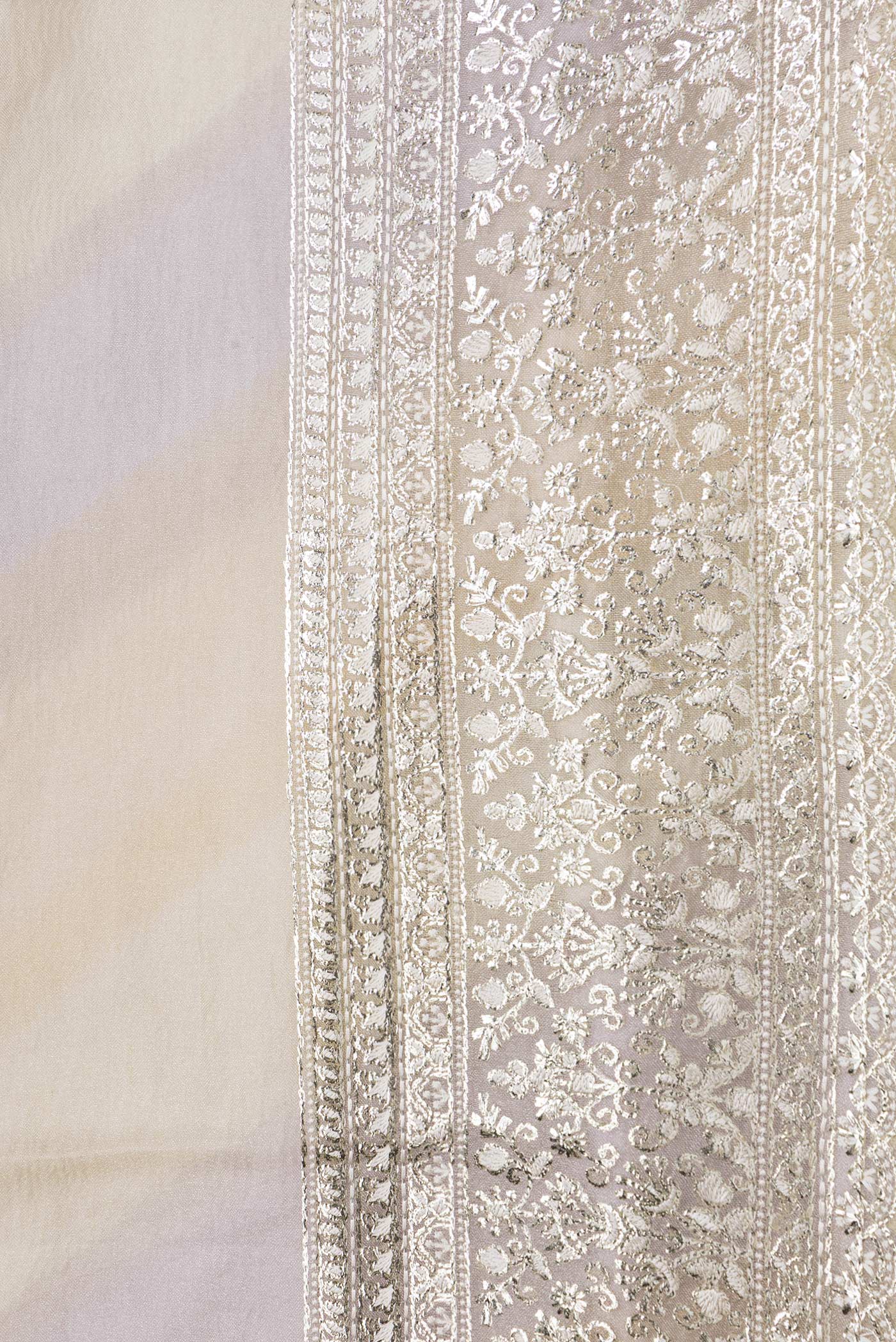 Border image of Sandal Dual Tone Organza Silk Saree with Zari Brocade on the body and Embroidery Border. 