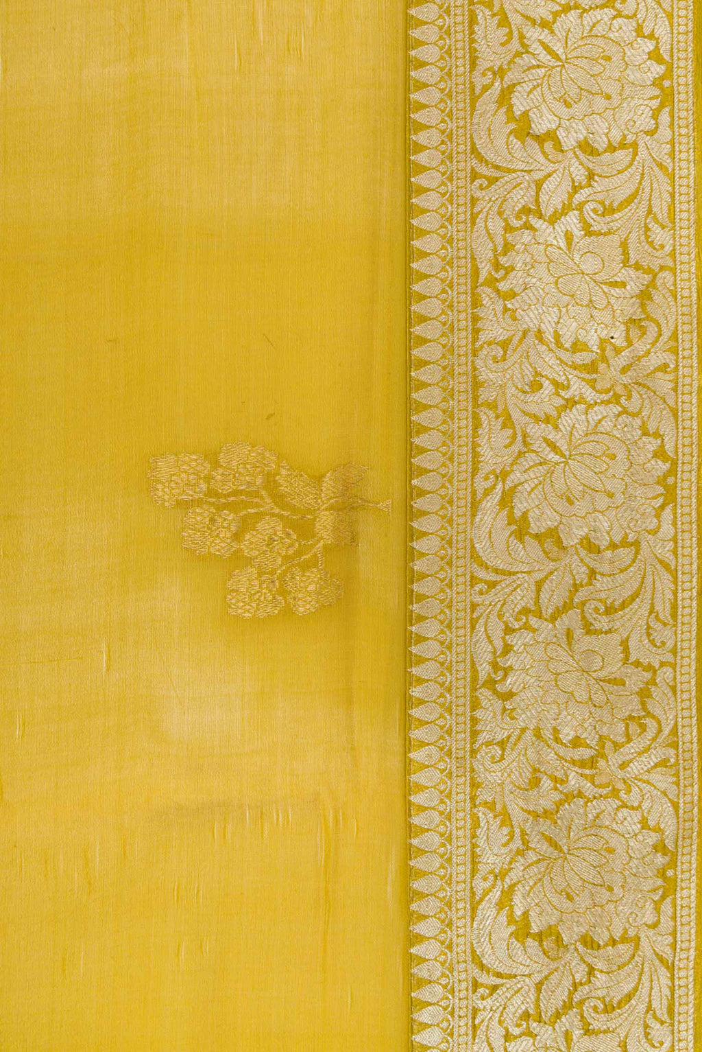 Border image of Mehandi Green Dual Tone Organza Silk Saree with Zari Butta on the body and Zari Border. 