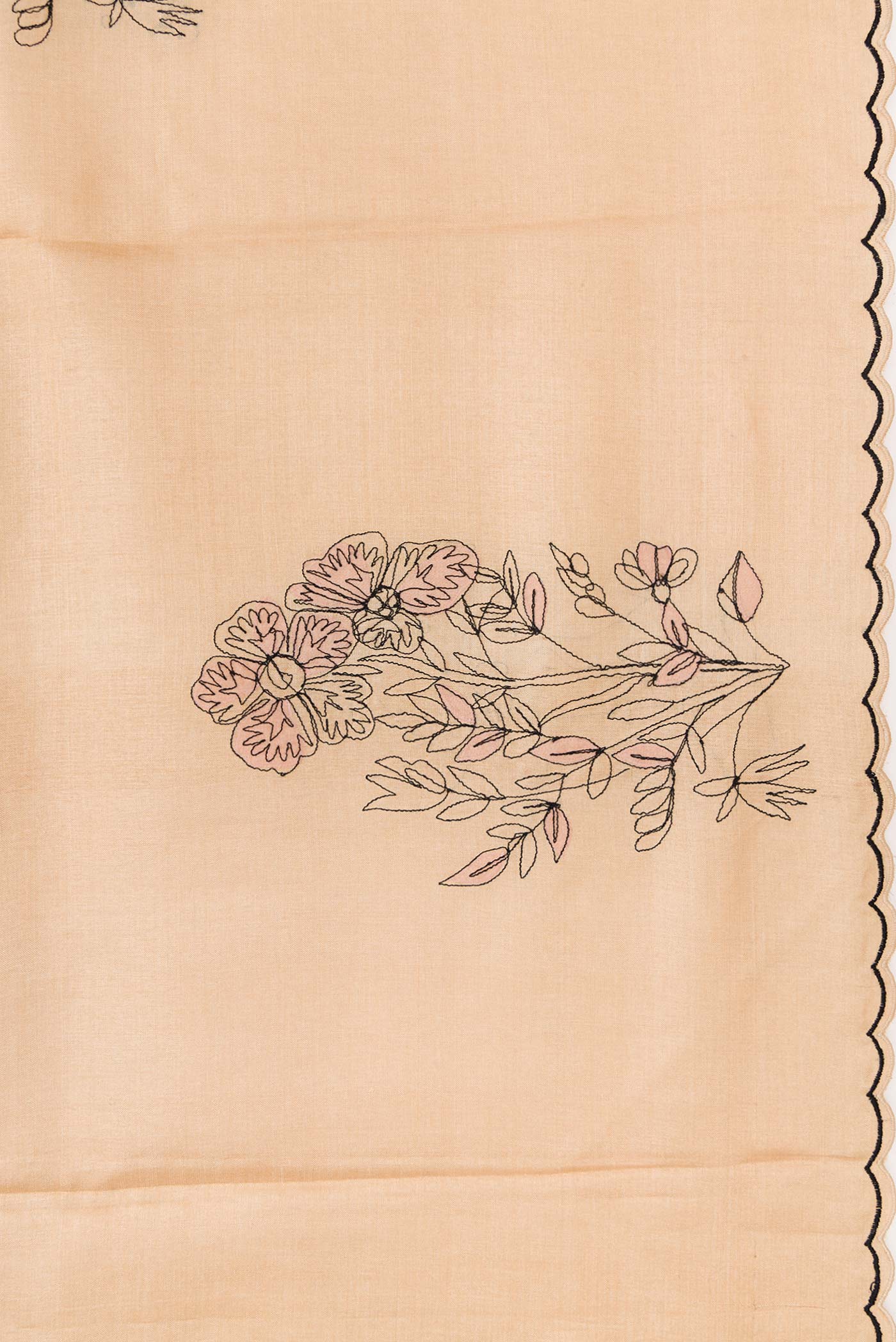 Border image of Beige Dual Tone Tussar Silk Saree with Embroidery on the body and Embroidery Border. 