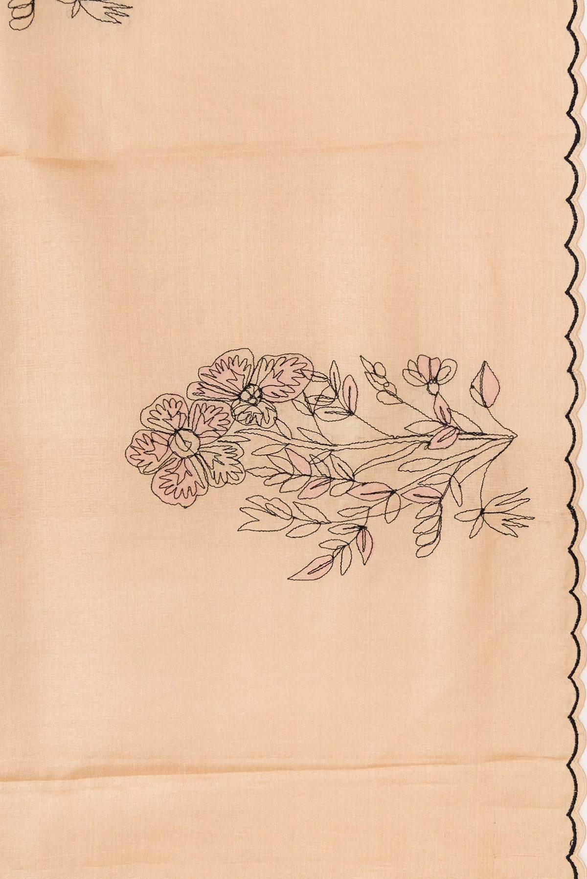 Border image of Beige Dual Tone Tussar Silk Saree with Embroidery on the body and Embroidery Border. 