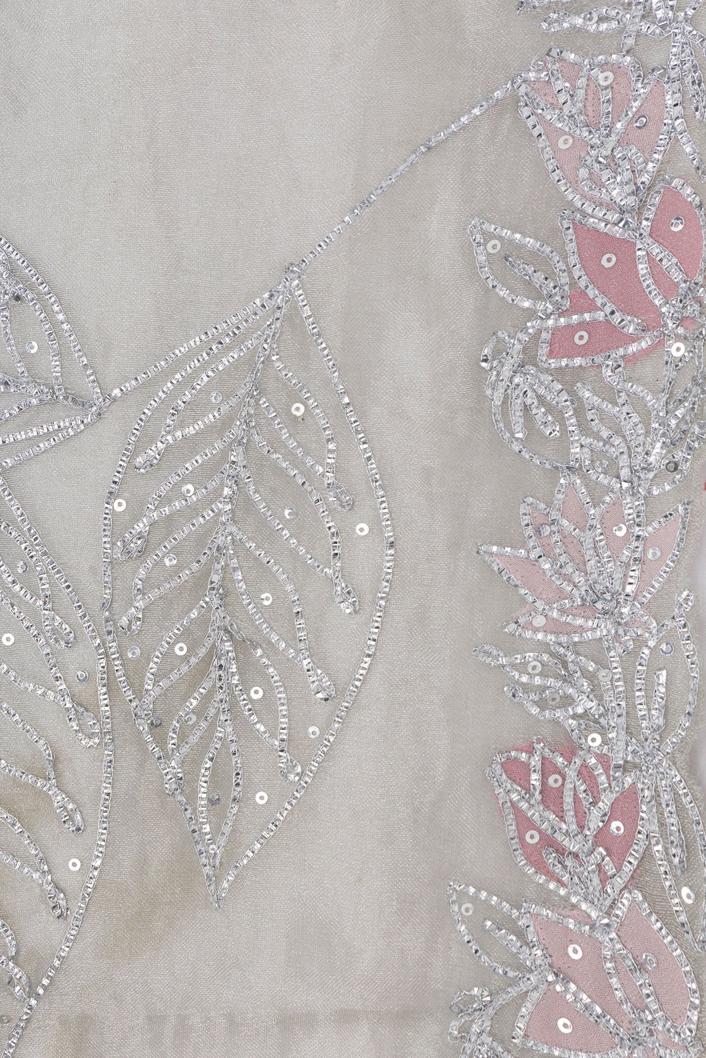 Border image of Pista Green Dual Tone Organza Silk Saree with Embroidery on the body and Embroidery Border. 