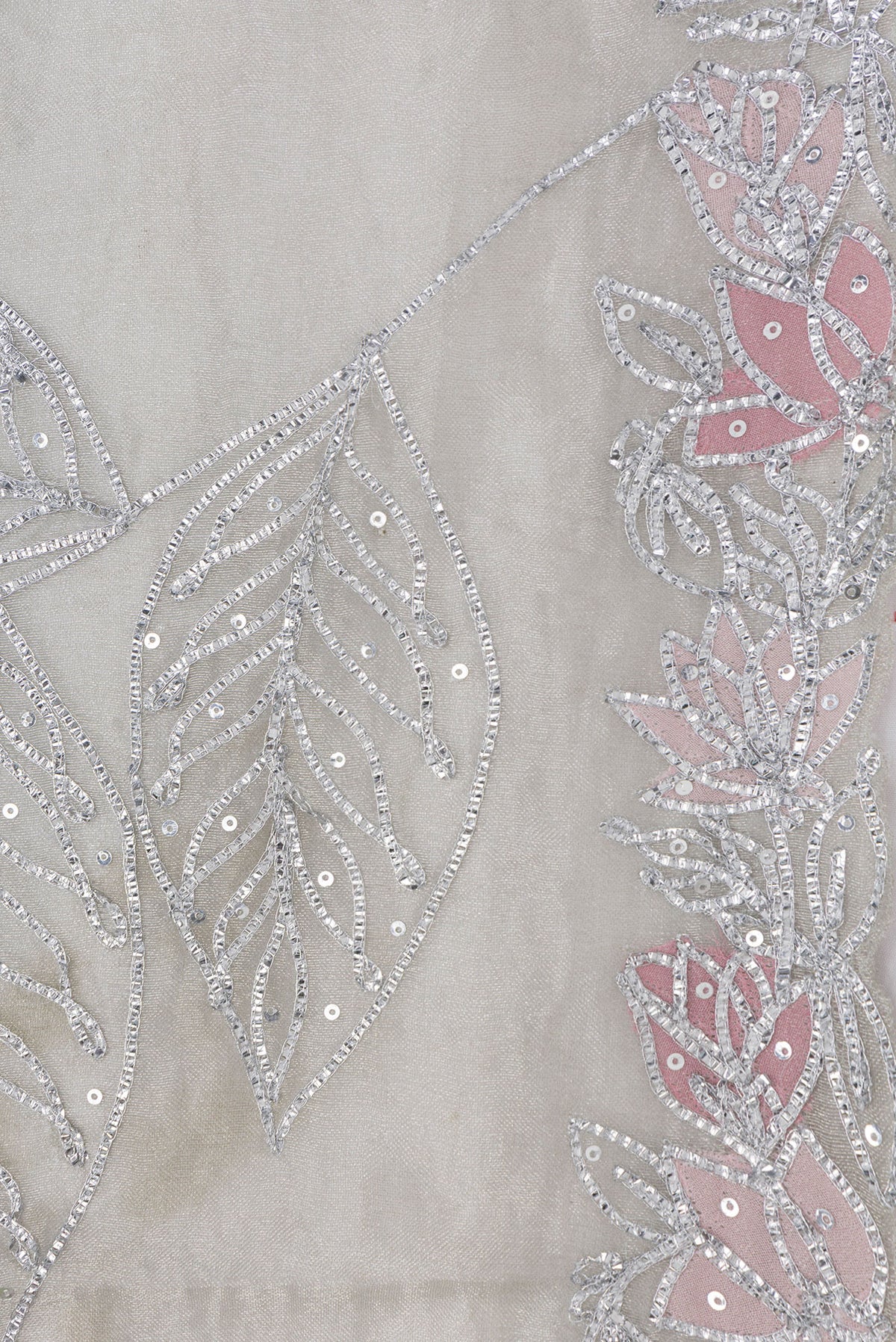Border image of Pista Green Dual Tone Organza Silk Saree with Embroidery on the body and Embroidery Border. 