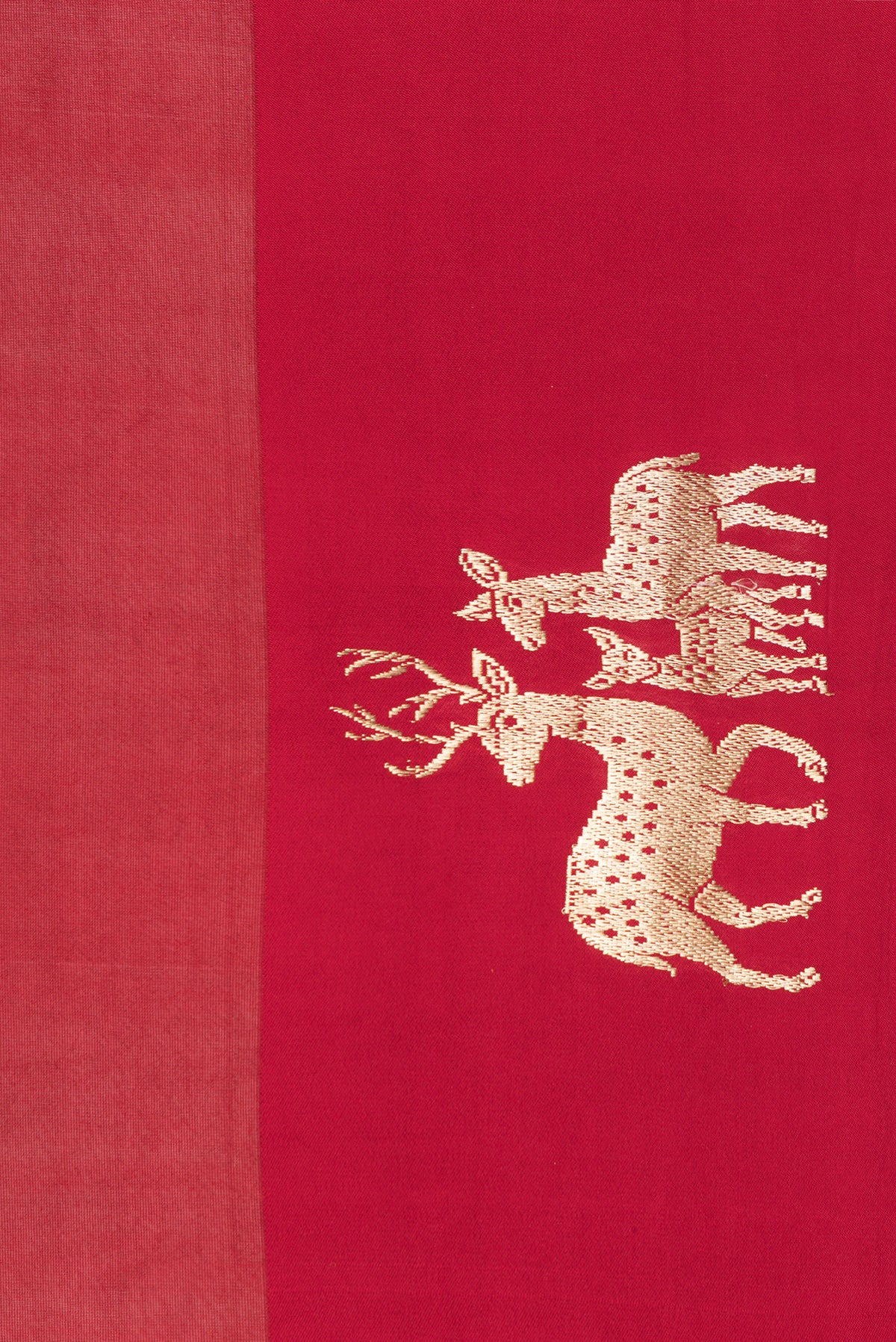 Border image of Pure Silk Red Dual Tone Tussar Saree with Zari Butta on the body and Fancy Border. 