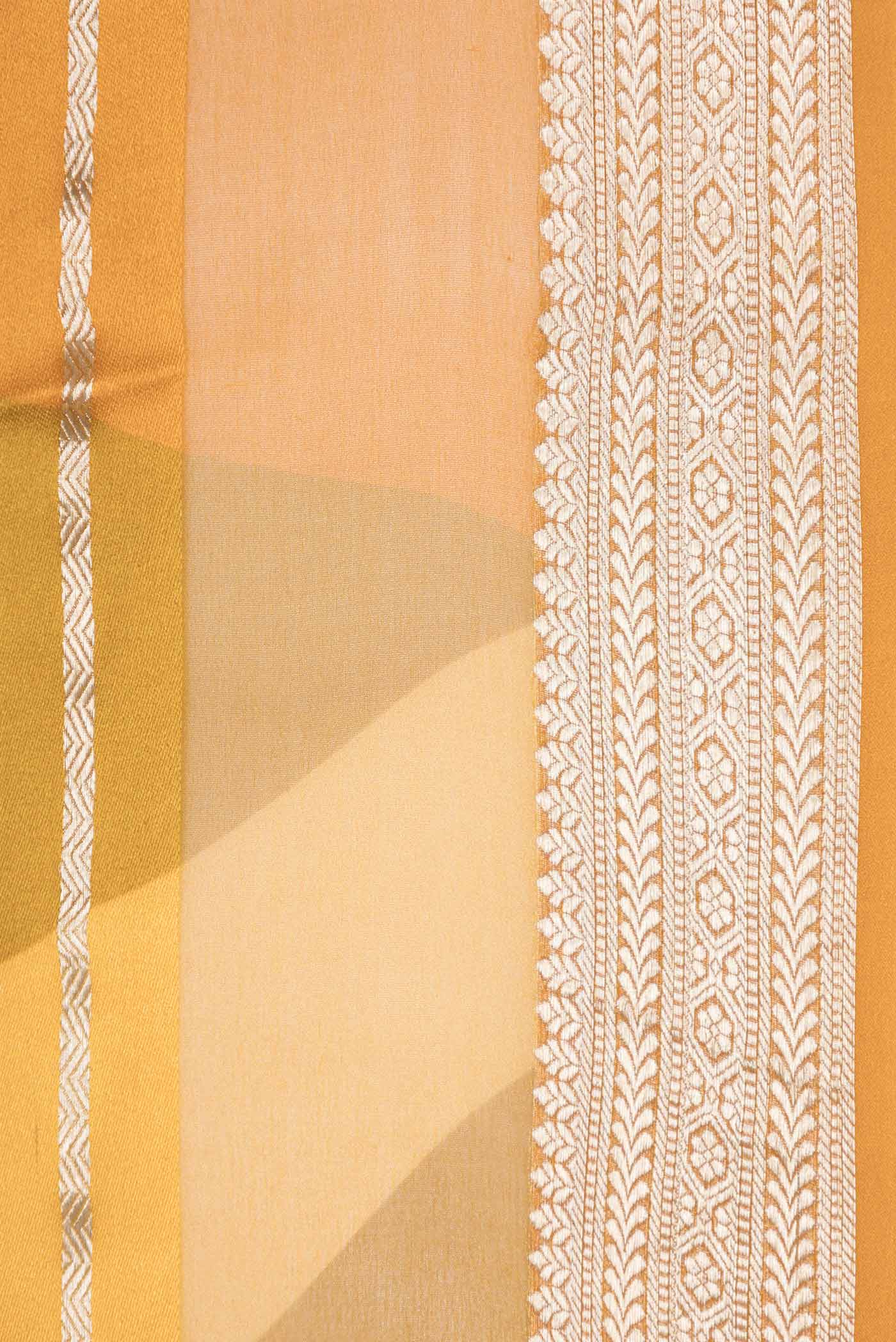 Border image of Mustard Dual Tone Mysore Georgette Saree with Stripes on the body and Zari Border