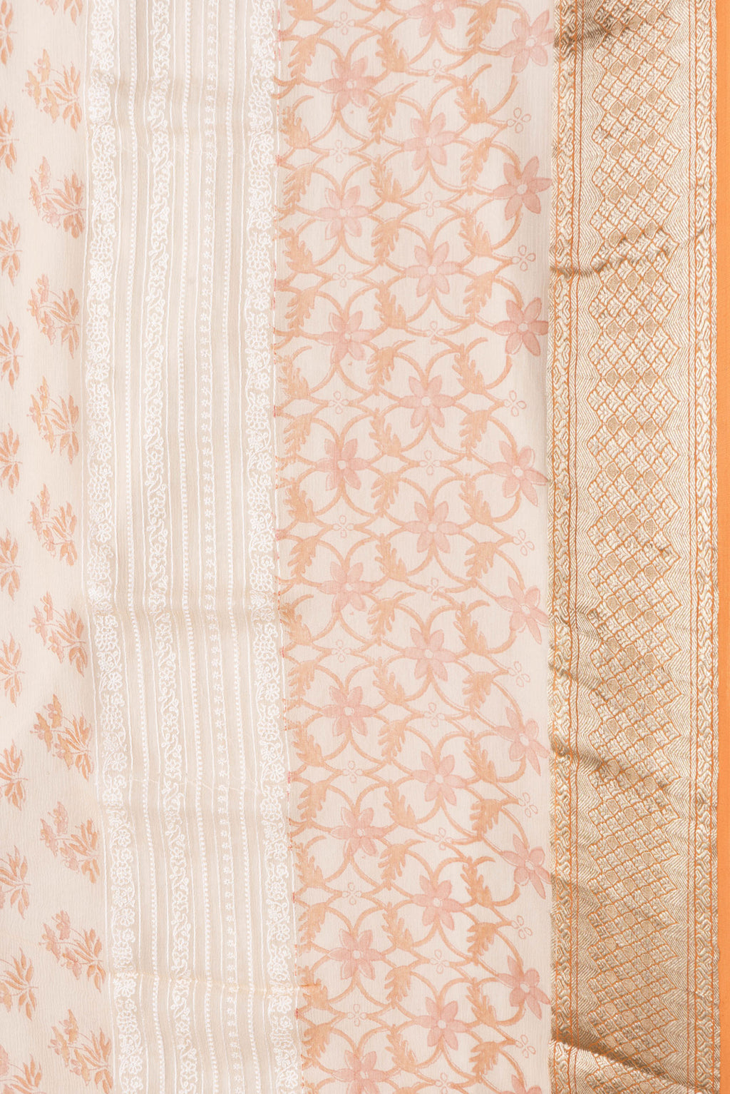 Border image of Sandal Dual Tone Mysore Chiffon Saree with Printed design on the body and Zari Border. 