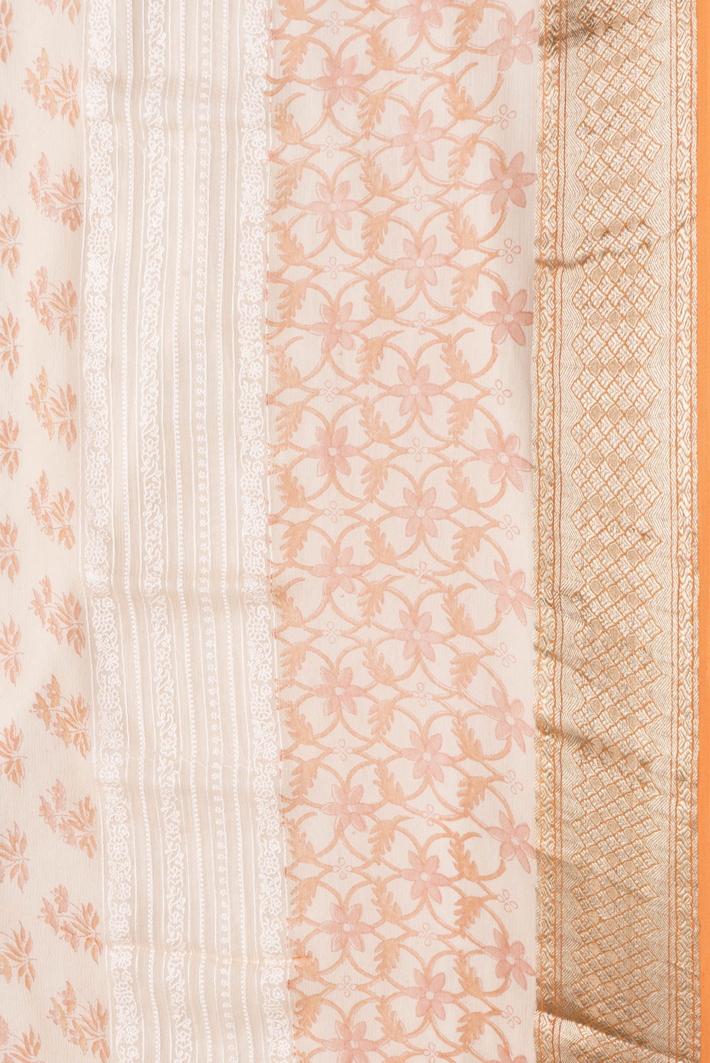 Border image of Sandal Dual Tone Mysore Chiffon Saree with Printed design on the body and Zari Border. 