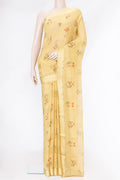 Sandal Dual Tone Mysore Georgette Saree with Printed design on the body and Plain Border.  displayed on a mannequin