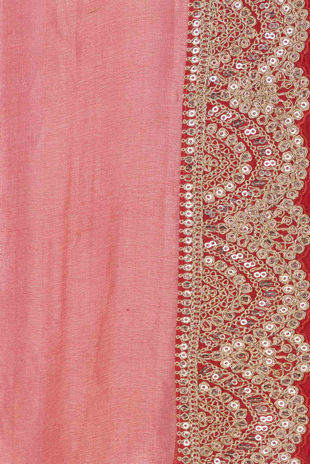 Border image of Red Dual Tone Organza Silk Saree with Plain Body and Embroidery Border