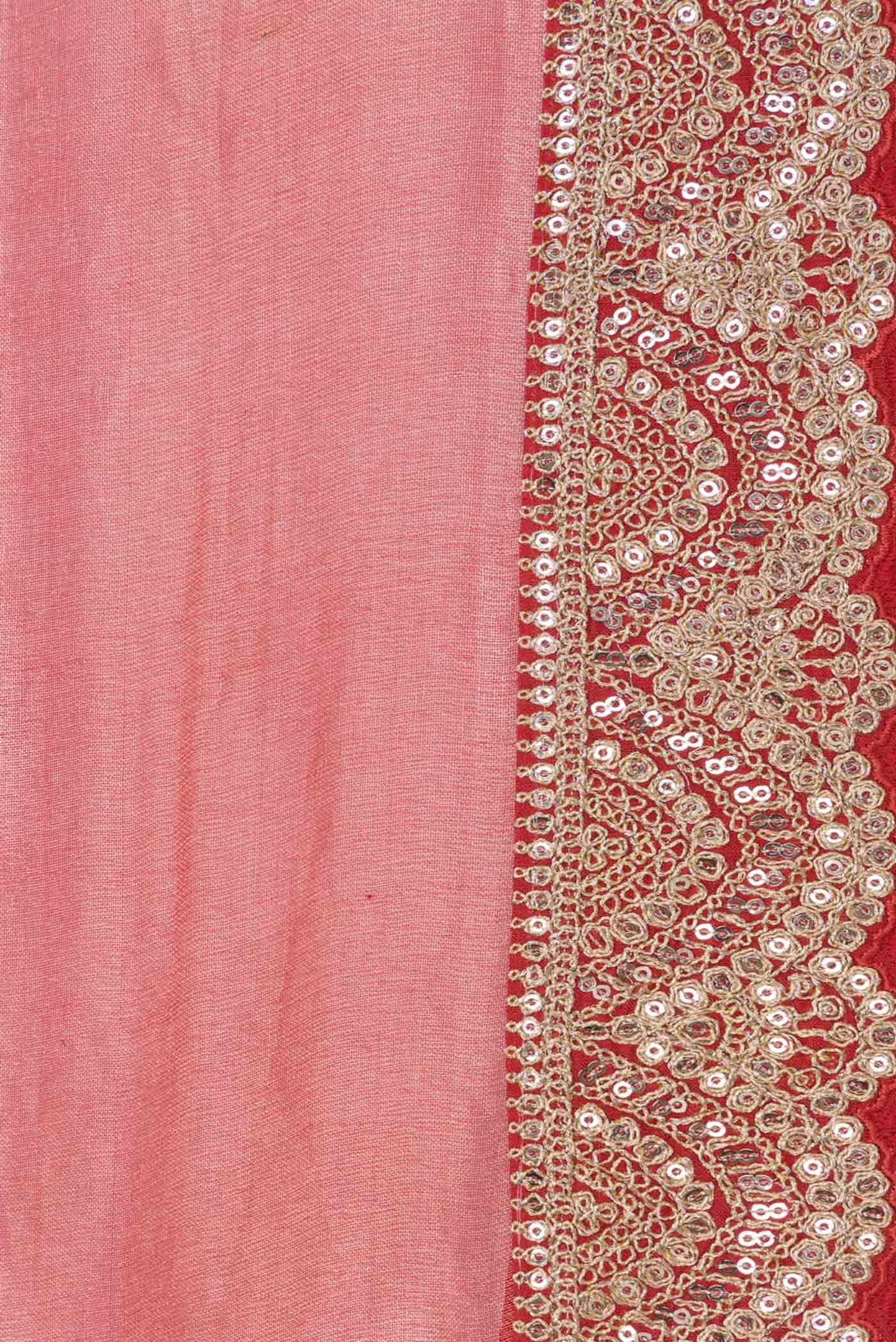 Border image of Red Dual Tone Organza Silk Saree with Plain Body and Embroidery Border