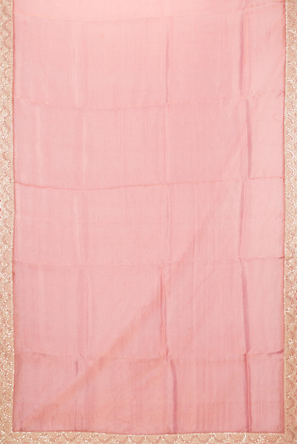 Flat view of Red Dual Tone Organza Silk Saree with Plain Body and Embroidery Border