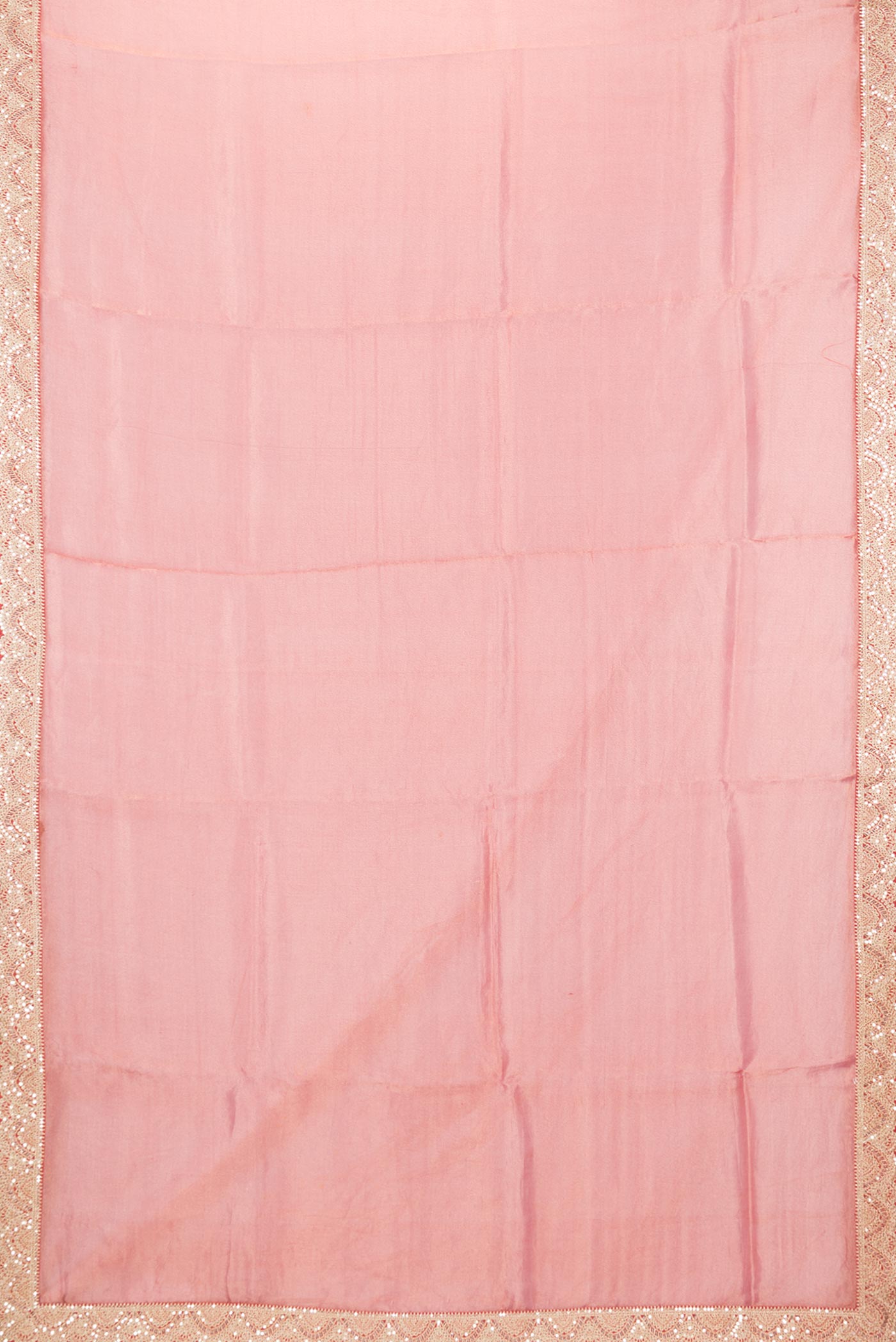 Flat view of Red Dual Tone Organza Silk Saree with Plain Body and Embroidery Border