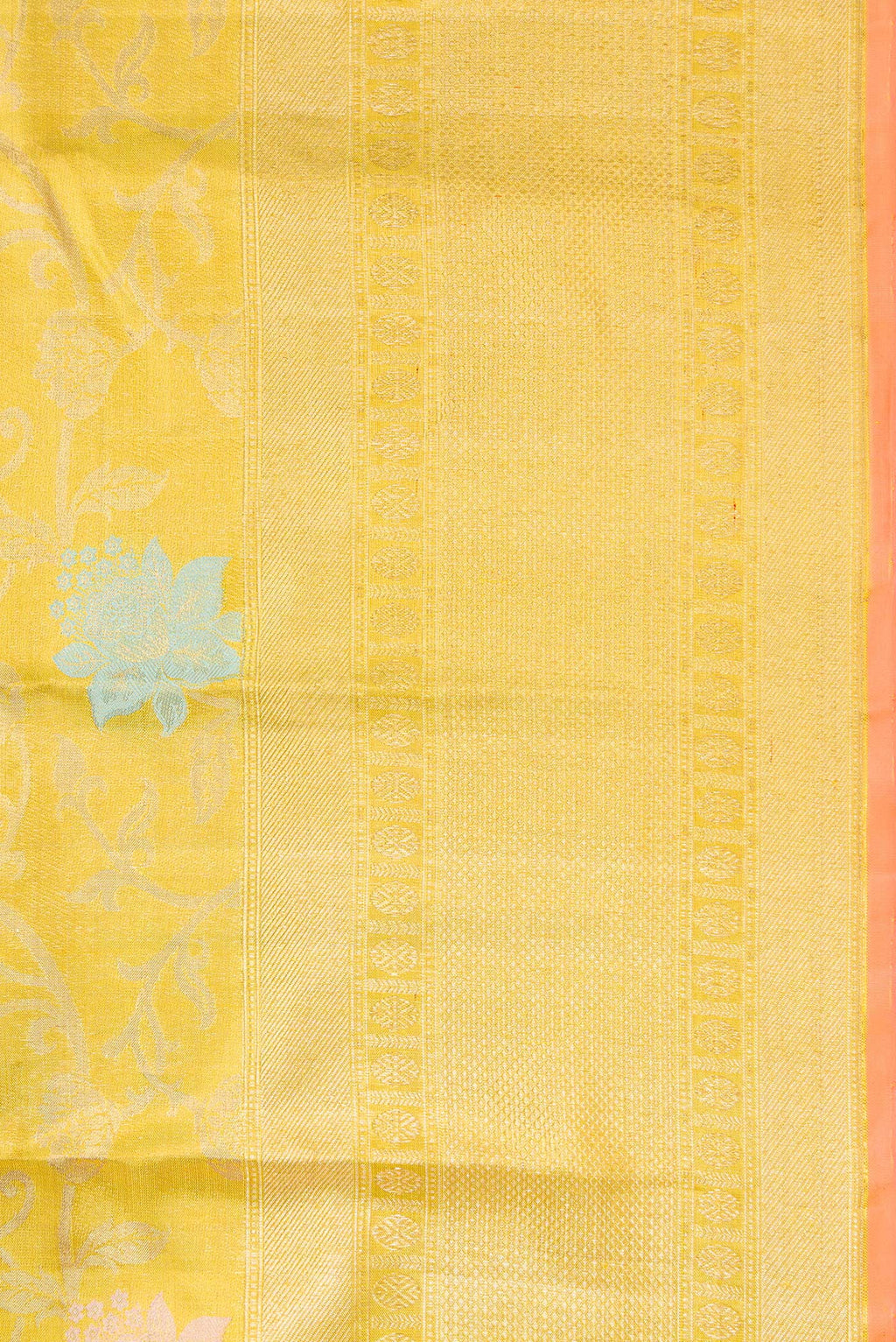 Border image of Gold Dual Tone Kanjivaram Tissue Silk Saree with Zari Brocade on the body and Zari Border. 