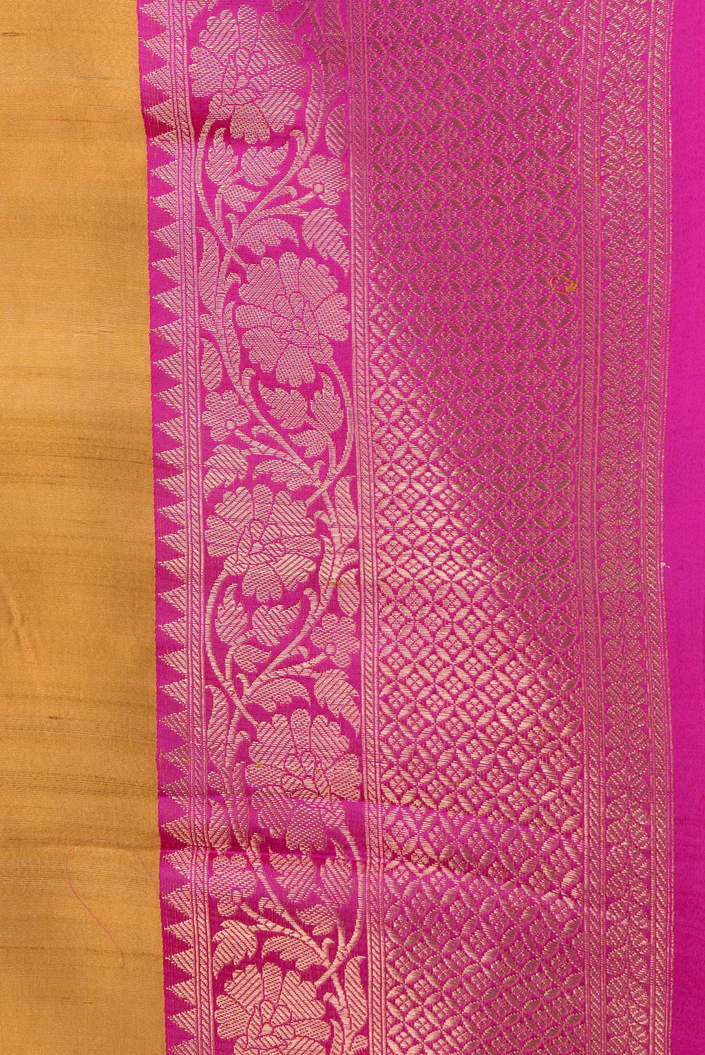 Border image of Mustard Dual Tone Tussar Silk Saree with Zari And Thread Butta on the body and Zari Border. 