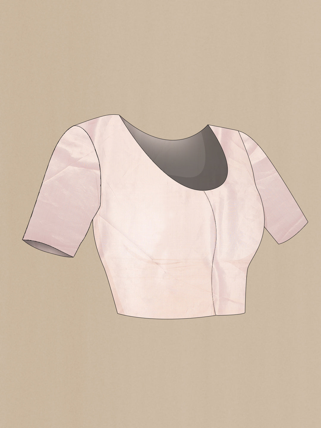 Close up image of the blouse of Pink Dual Tone Organza Silk Saree with Zari Brocade on the body and Zari Border. 