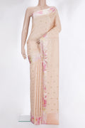 Peach Tussar Saree with Jacquard With Zari Butta on the body and Fancy Border.  displayed on a mannequin