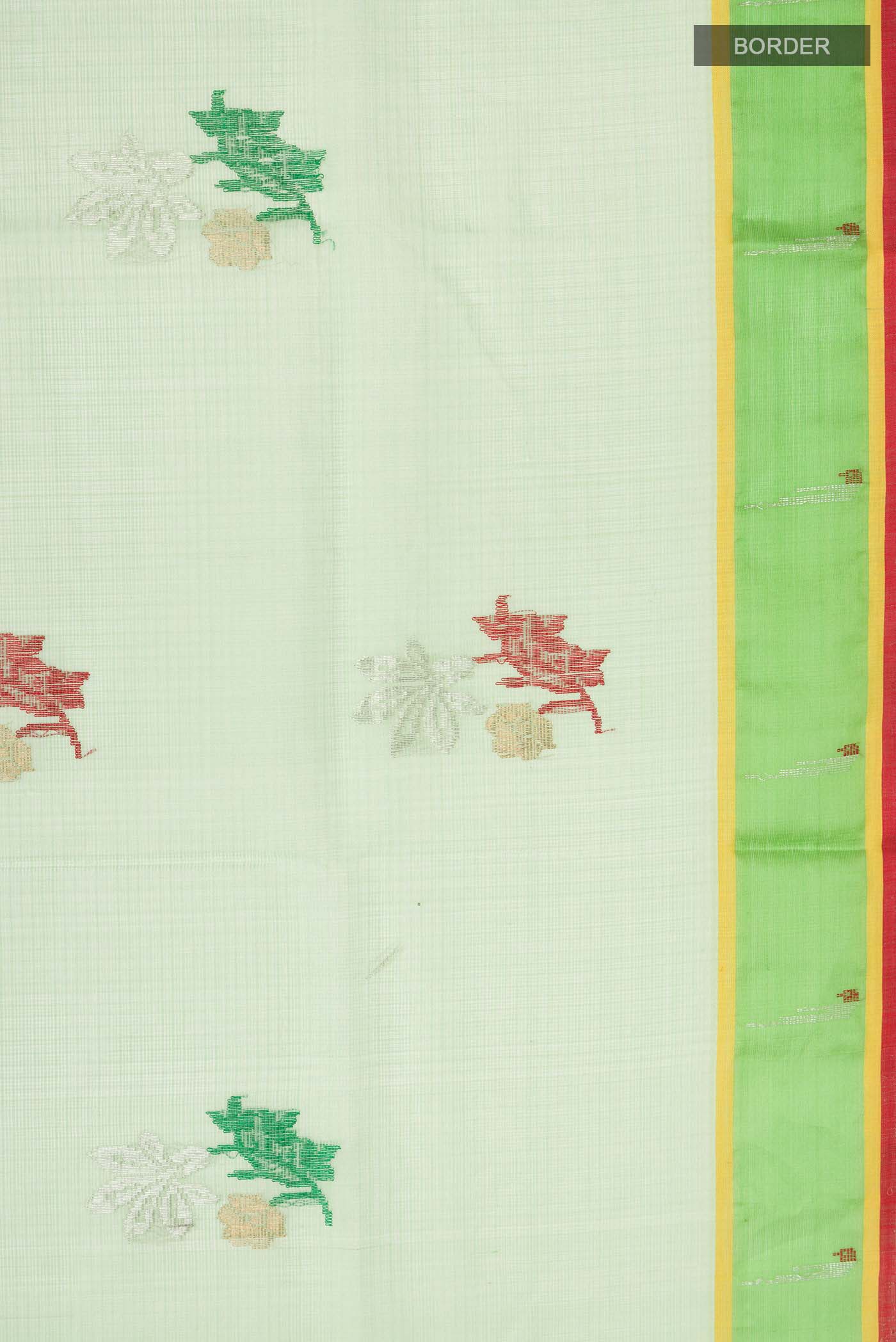 Border image of Green Kota Silk Saree with Zari And Thread Butta on the body and Zari Border
