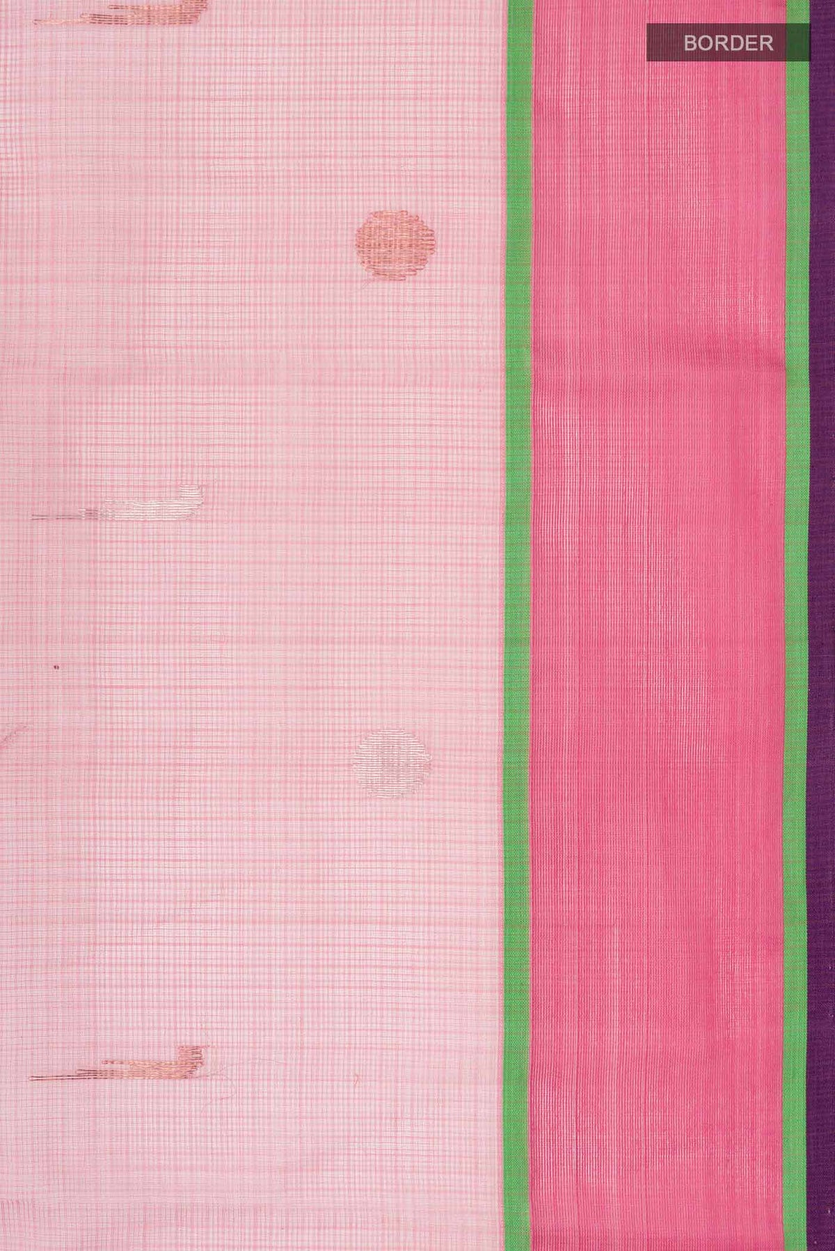 Border image of Pink Kota Silk Saree with Zari Butta on the body and Zari Border