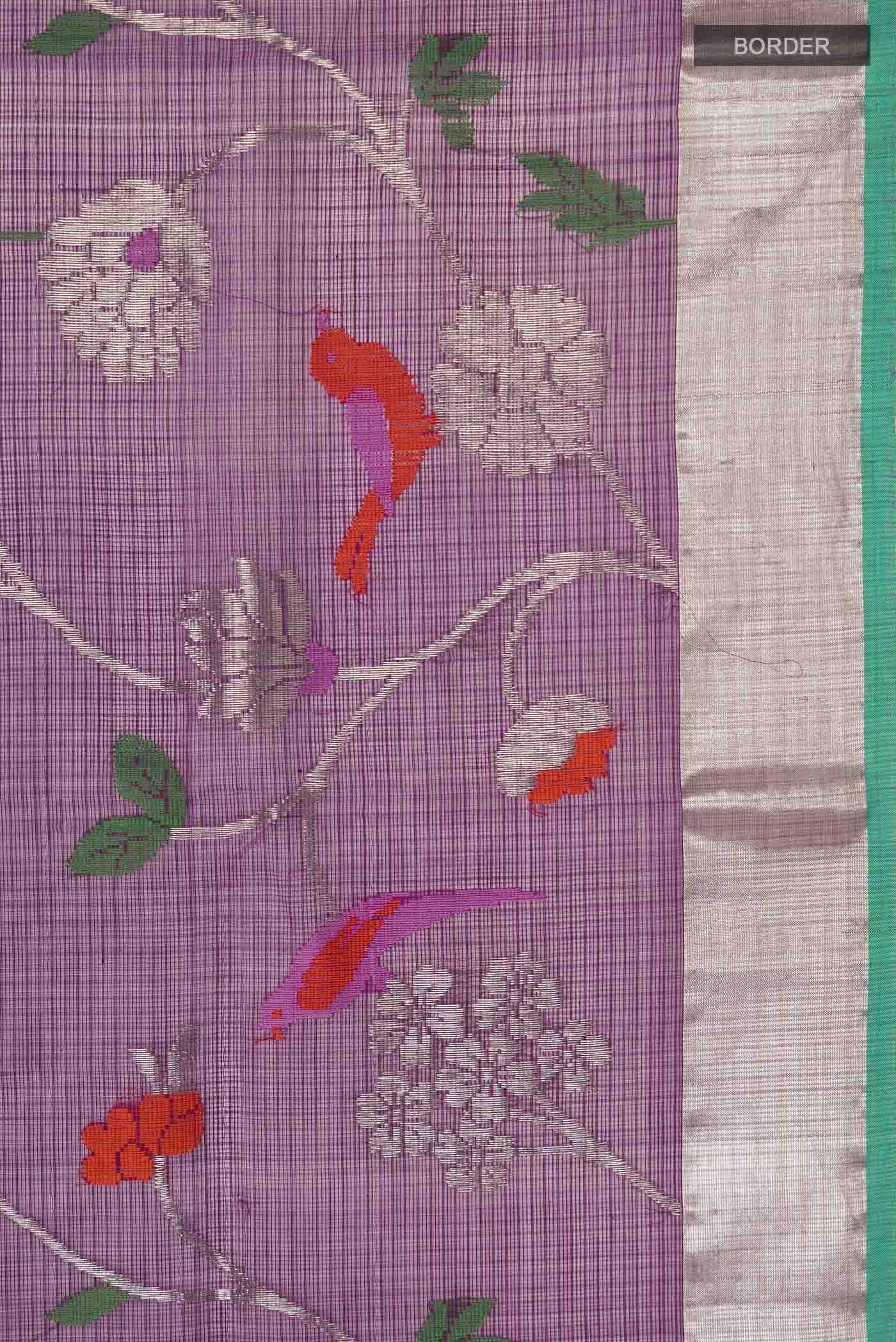 Border image of Blue Kota Silk Saree with Zari And Thread Butta on the body and Zari Border