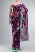 Blue Kota Silk Saree with Zari And Thread Butta on the body and Zari Border displayed on a mannequin