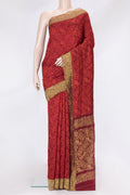 Maroon Dual Tone Tussar Silk Saree with Jacquard design on the body and Zari Border.  displayed on a mannequin