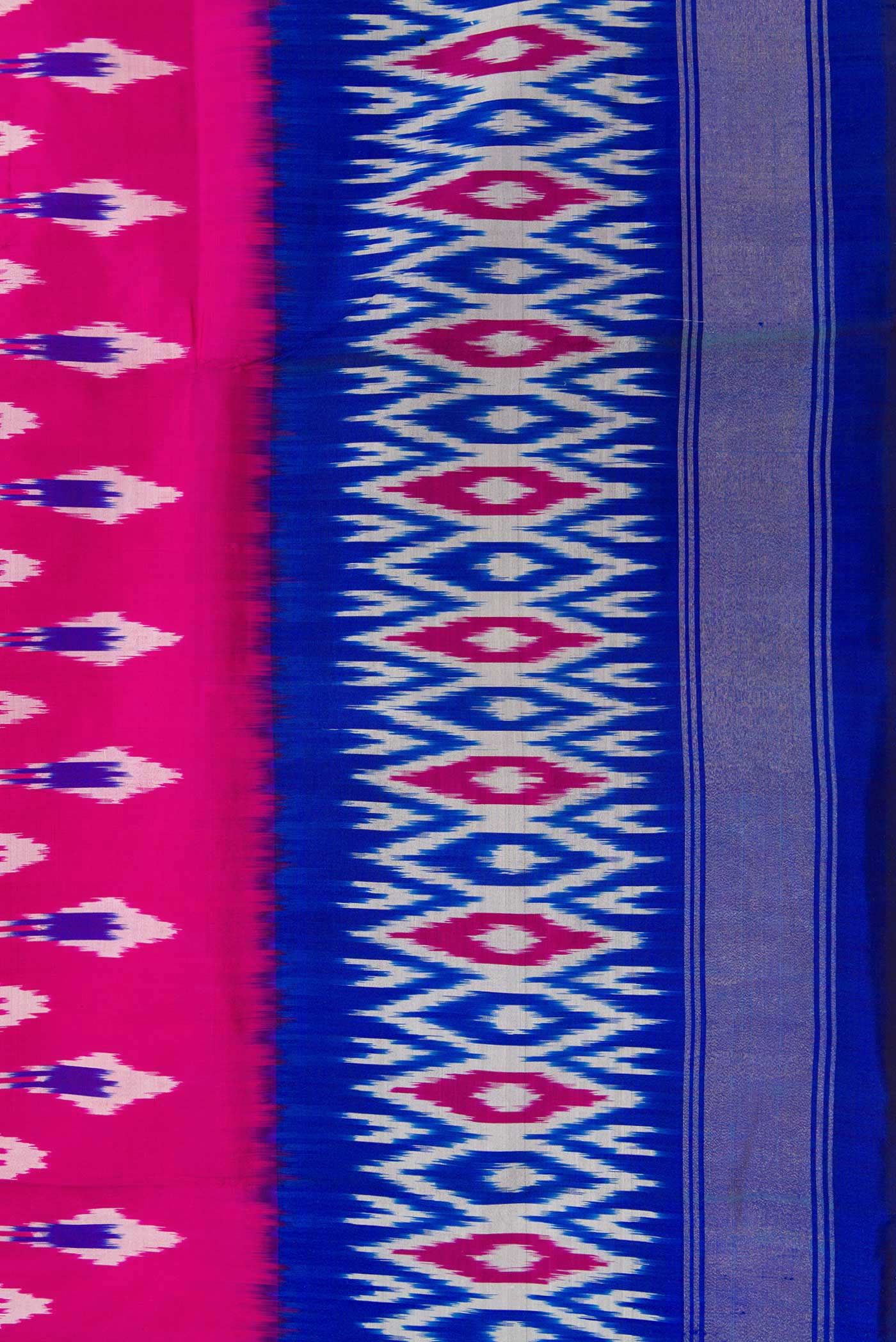 Border image of Pink Dual Tone Double Ikat Saree with Ikat Print on the body and Ikat Border. 