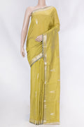 Green Dual Tone Tussar Saree with Zari Butta on the body and Zari Border displayed on a mannequin