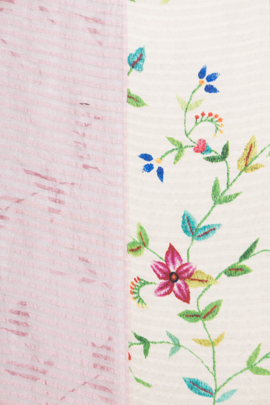 Border image of Pink Dual Tone Tussar Saree with Stripes on the body and Printed Border