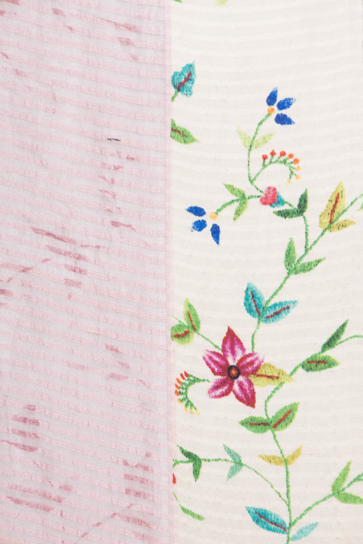 Border image of Pink Dual Tone Tussar Saree with Stripes on the body and Printed Border