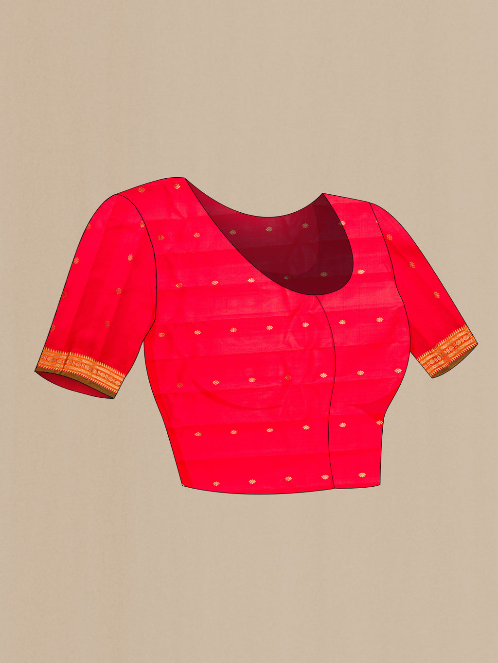 Close up image of the blouse of Off White Dual Tone Gadwal Silk Saree with Zari Butta on the body and Zari Border