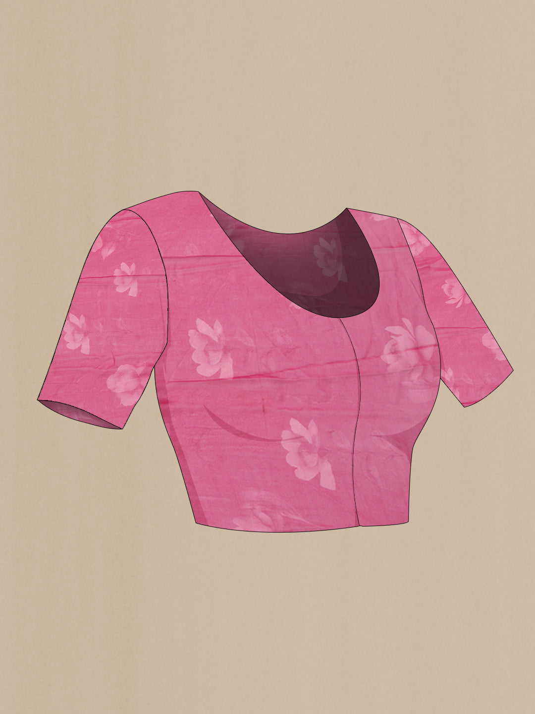 Close up image of the blouse of Lavender Dual Tone Mysore Georgette SareePrinted design on the body and Zari Border