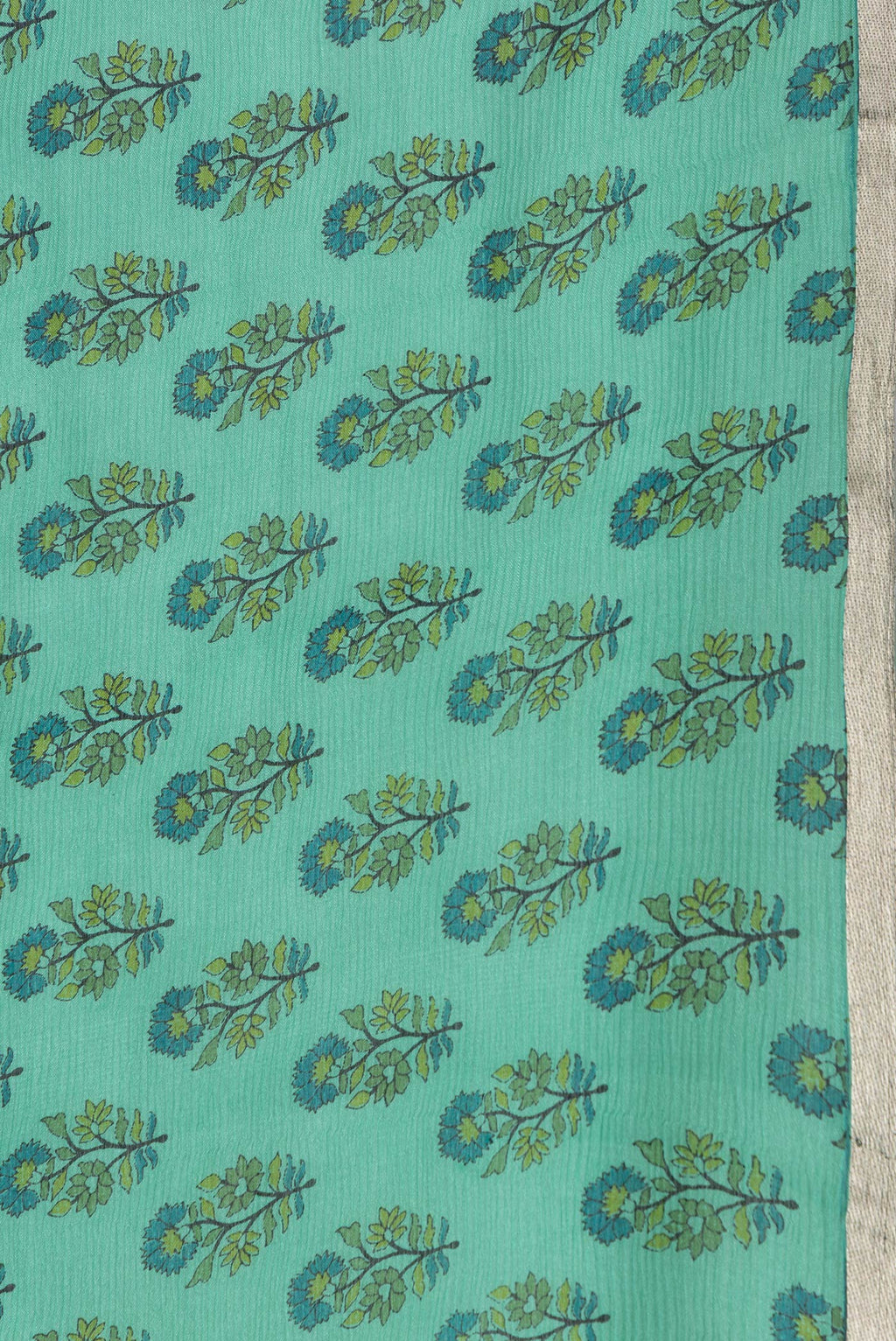 Border image of Sea Green Dual Tone Mysore Chiffon Saree with Printed design on the body and Thin Zari Line. 