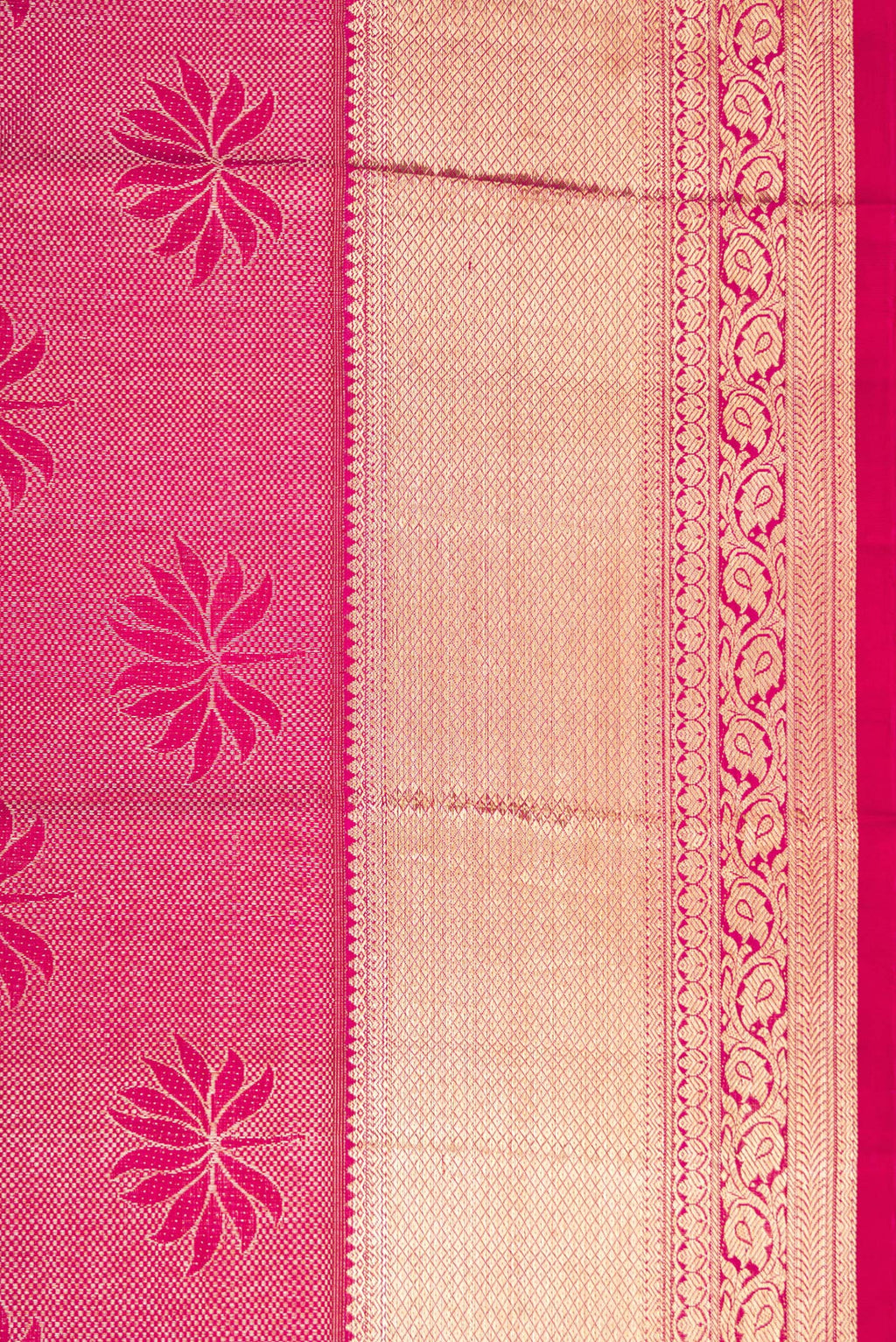 Border image of Pink Dual Tone Kanchipuram Silk Saree with Zari Brocade on the body and Zari Border. 