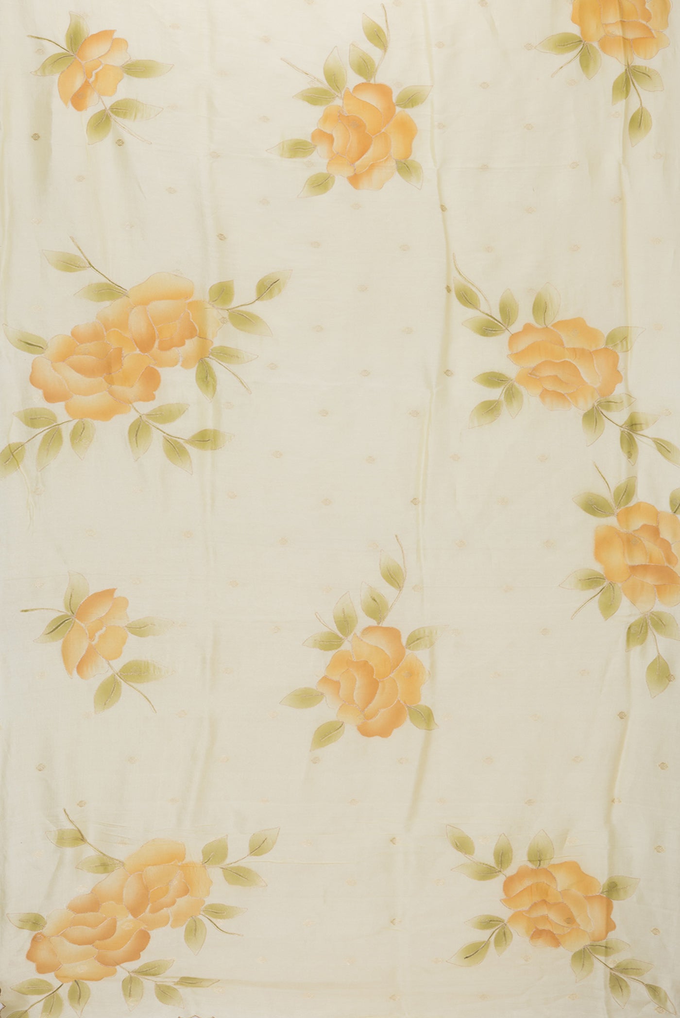 Flat view of Sandal Dual Tone Tussar Silk Saree with Zari Butta on the body and Embroidery Border. 