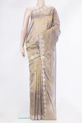 Mehandi Green Dual Tone Organza Silk Saree with Embroidery on the body and Embroidery Border.  displayed on a mannequin