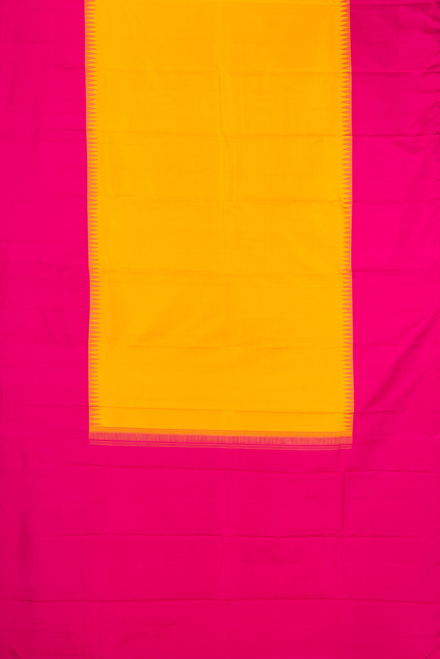 Flat view of Sandal Dual Tone Kanjivaram Silk Saree with Zari Butta on the body and Zari Border. 